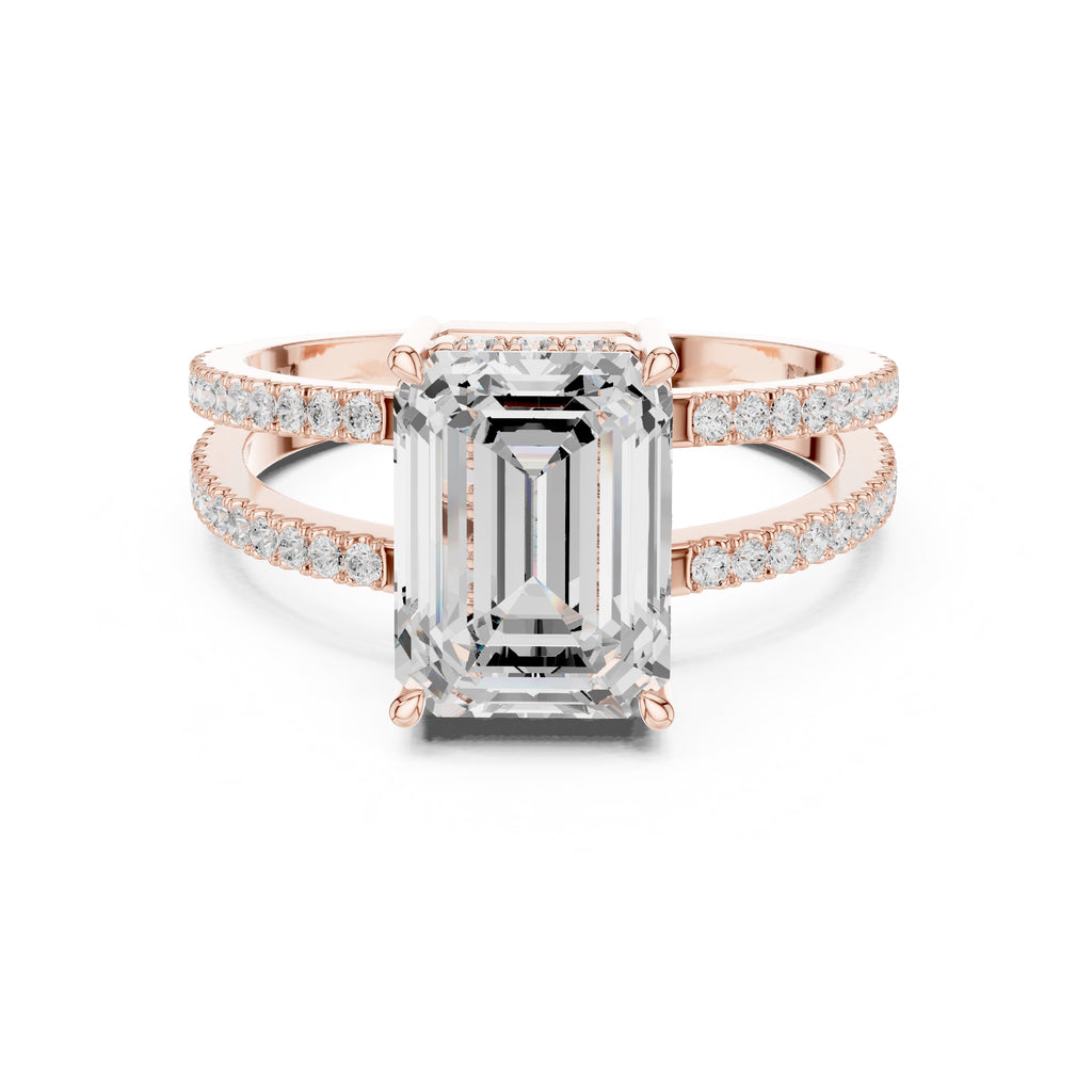 The Crowned Bridge Ring 3ct Rose Gold Emerald