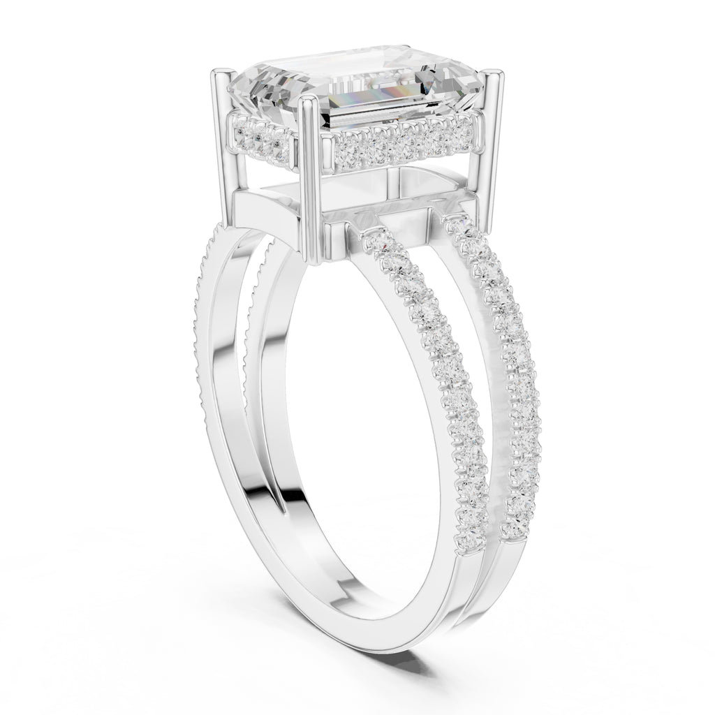 The Crowned Bridge Ring 3ct White Gold Emerald