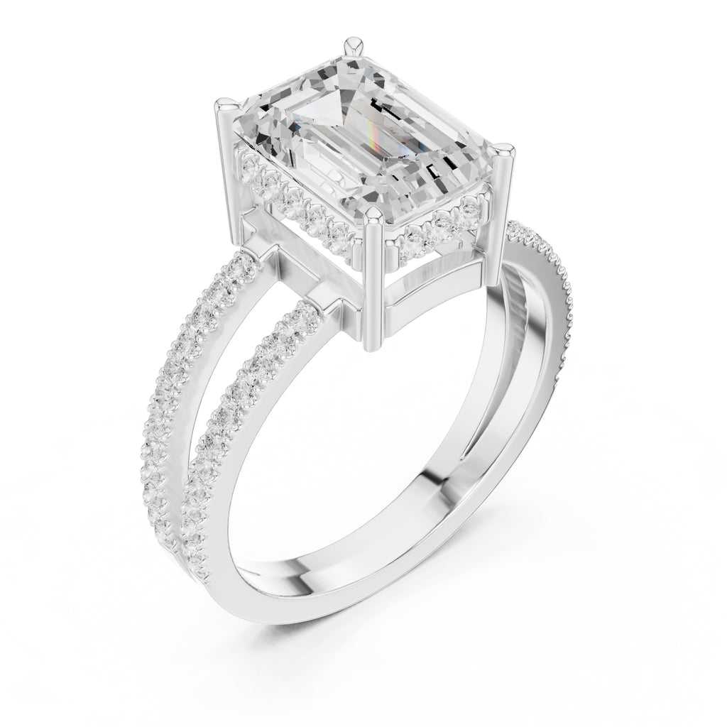 The Crowned Bridge Ring 3ct White Gold Emerald
