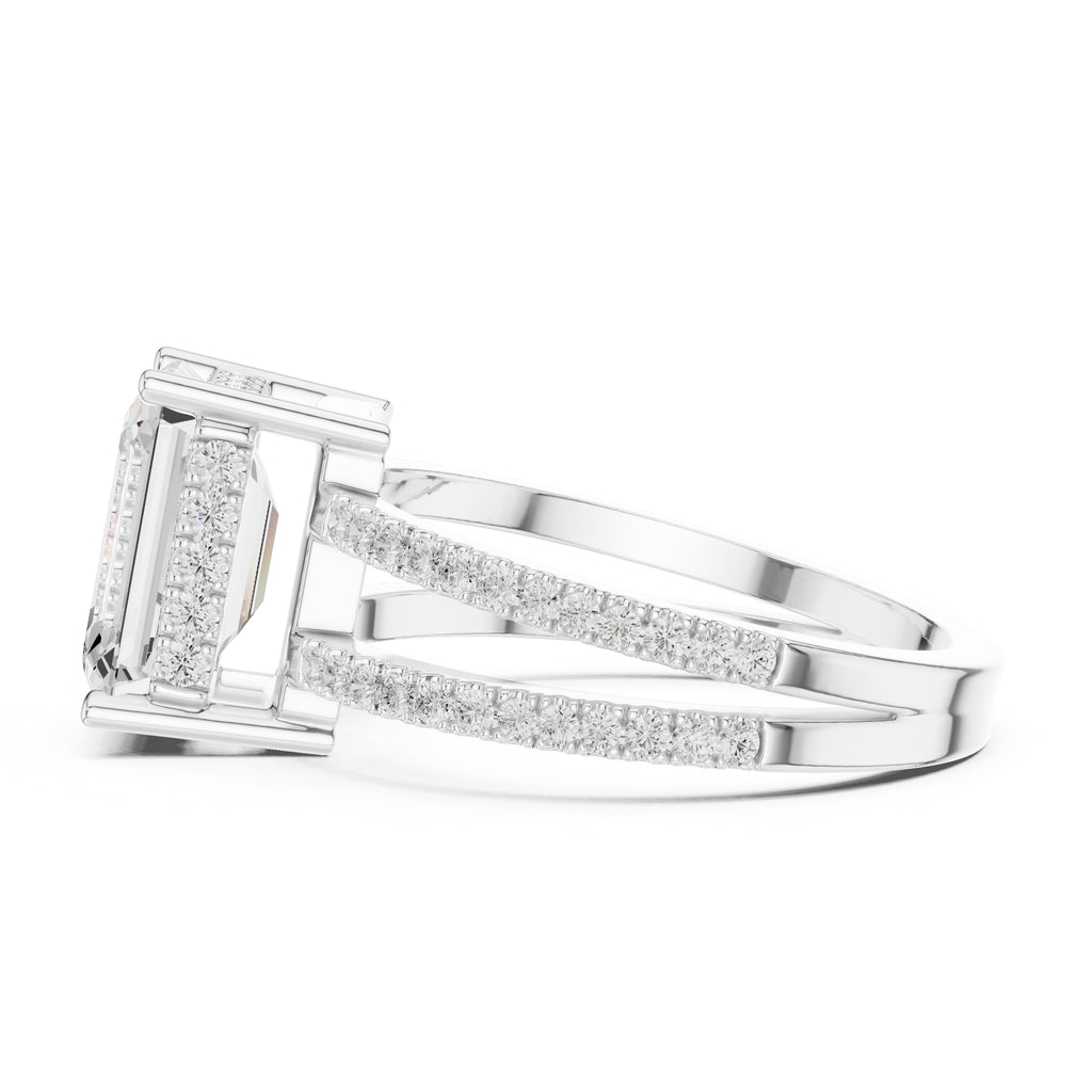 The Crowned Bridge Ring 3ct White Gold Emerald
