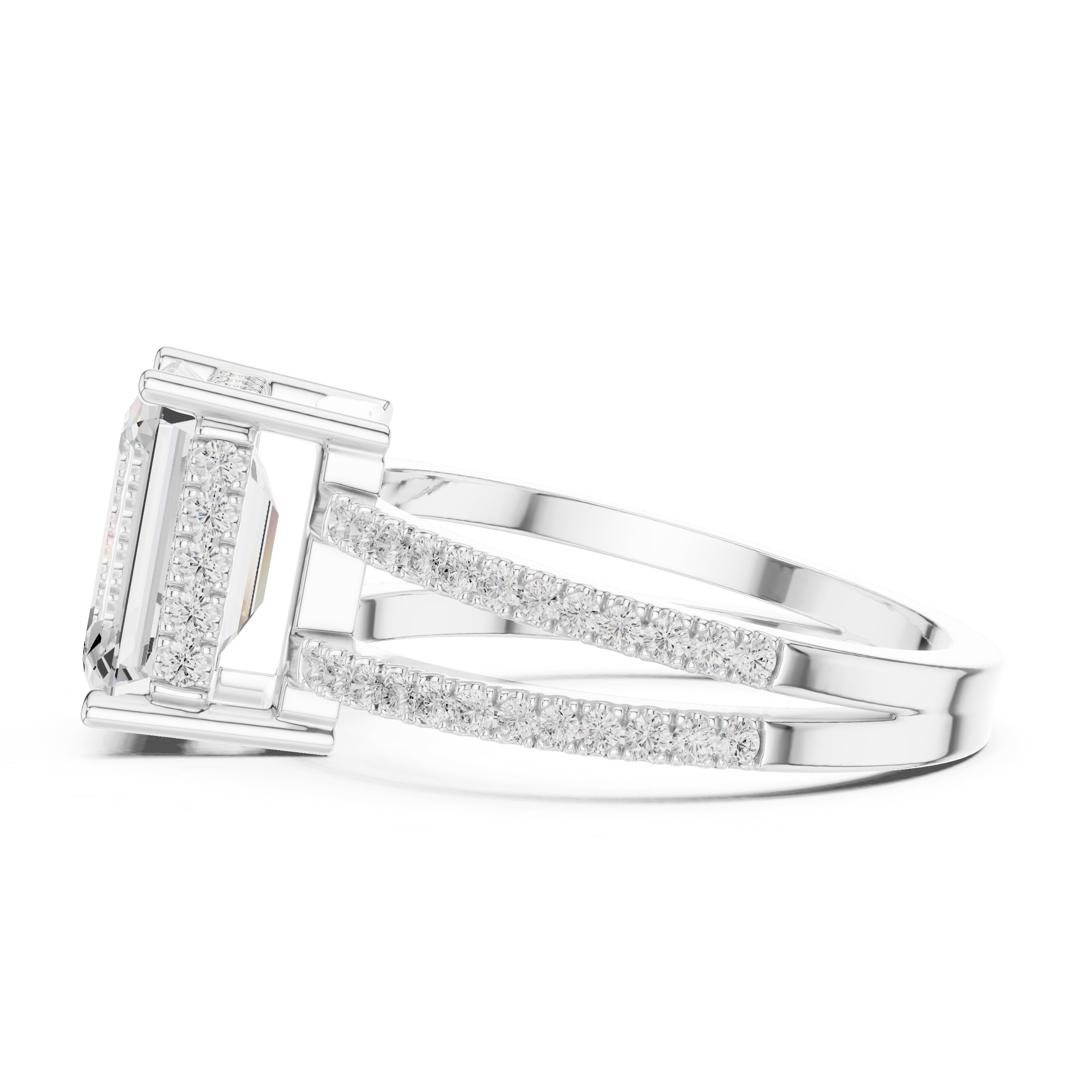 The Crowned Bridge Ring 3ct White Gold Emerald