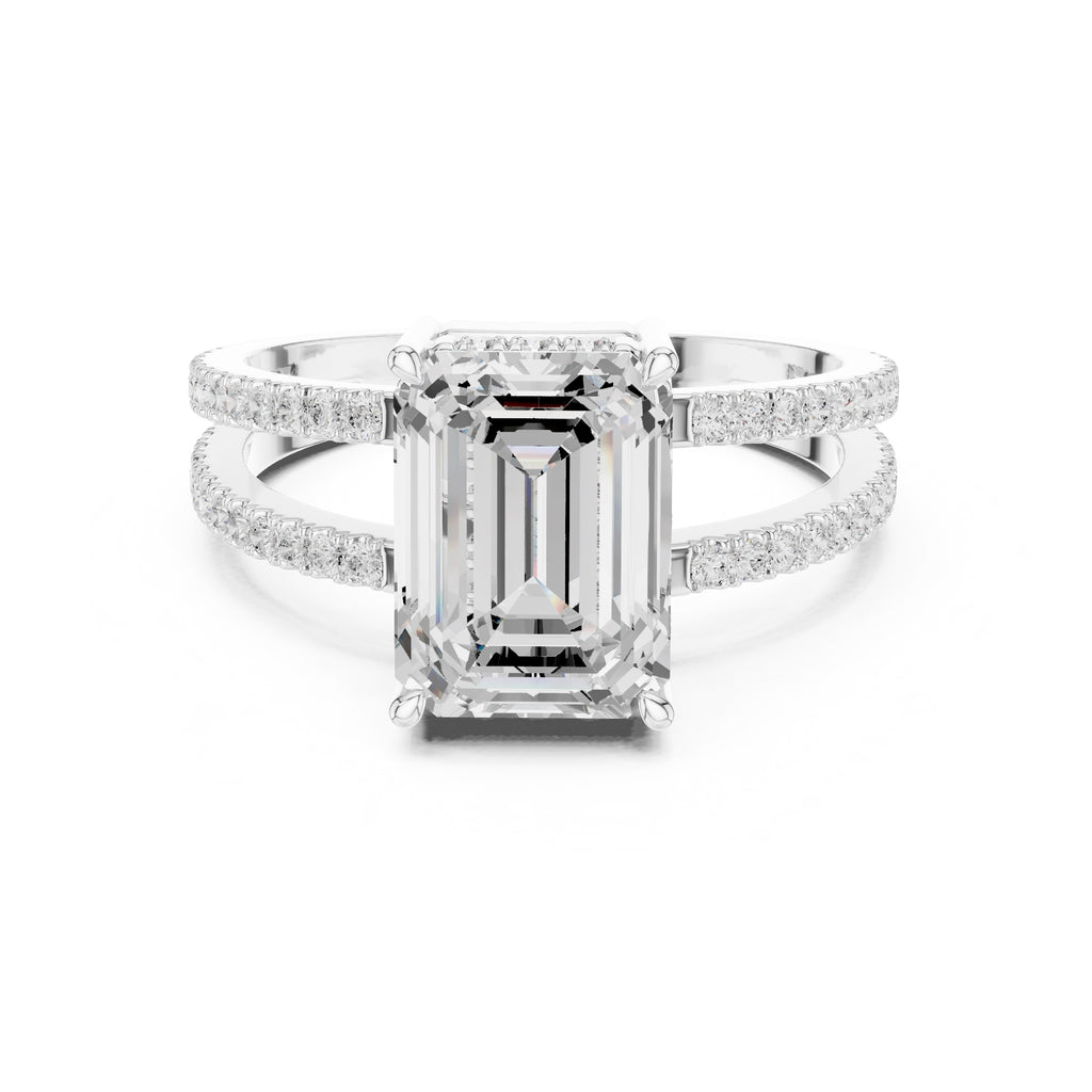 The Crowned Bridge Ring 3ct White Gold Emerald