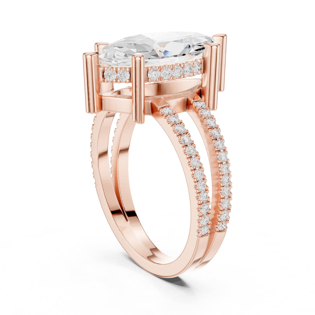 The Crowned Bridge Ring 3ct Rose Gold Marquise