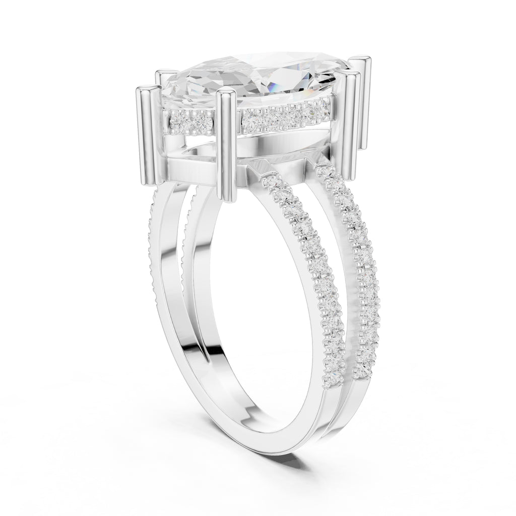 The Crowned Bridge Ring 3ct White Gold Marquise