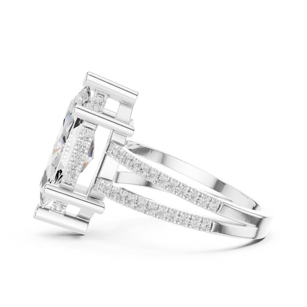 The Crowned Bridge Ring 3ct White Gold Marquise