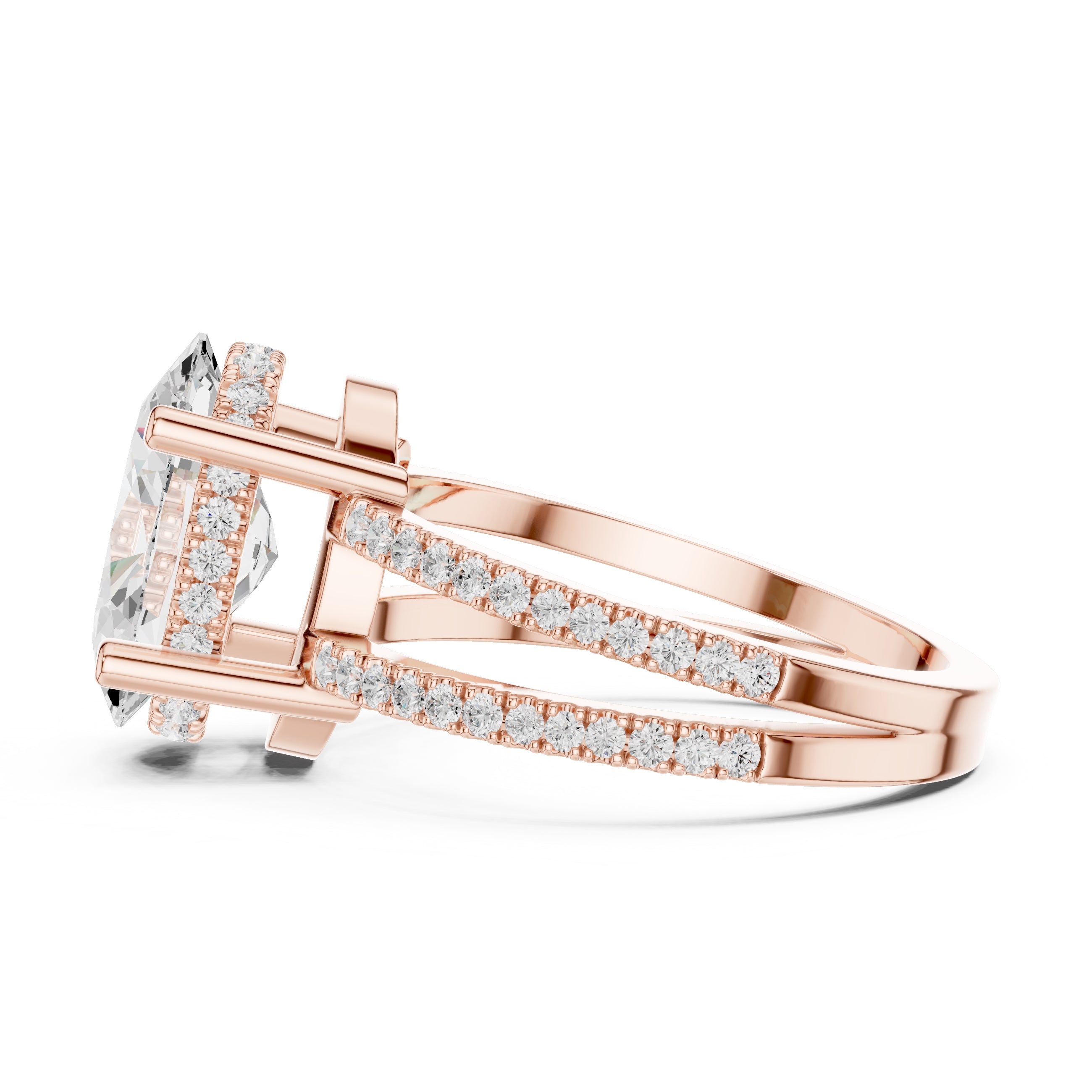 The Crowned Bridge Ring 3ct Rose Gold Oval