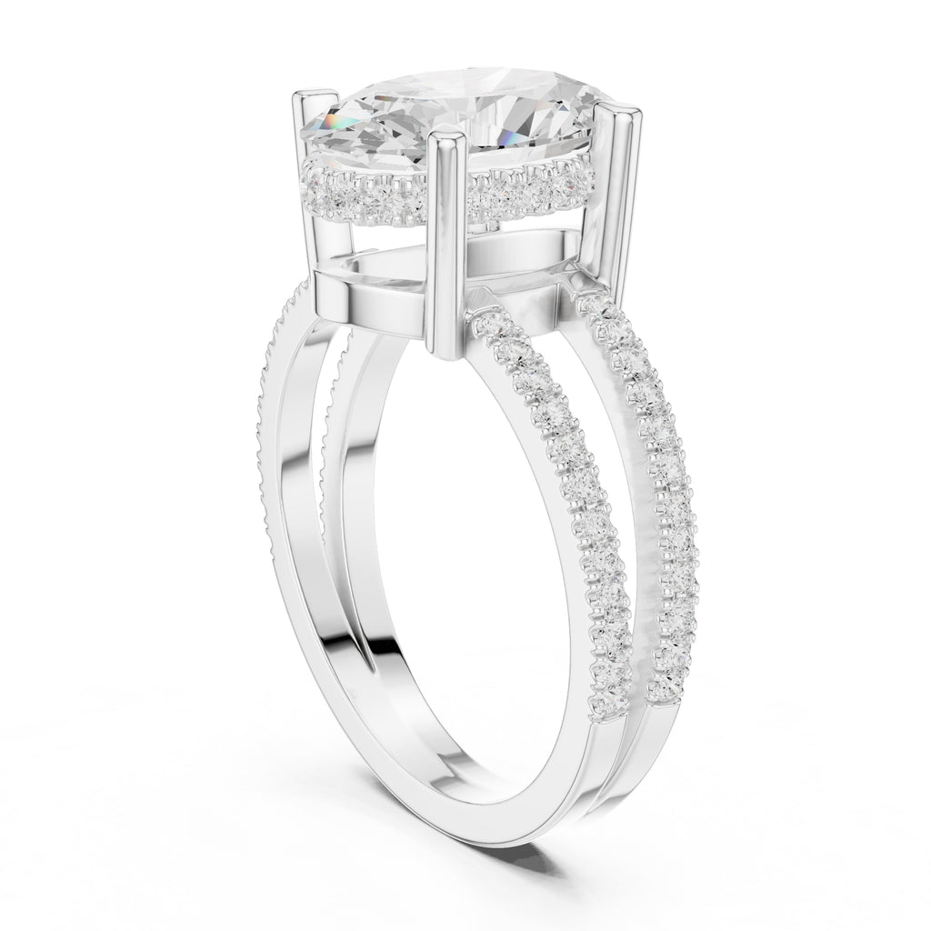 The Crowned Bridge Ring 3ct White Gold Oval