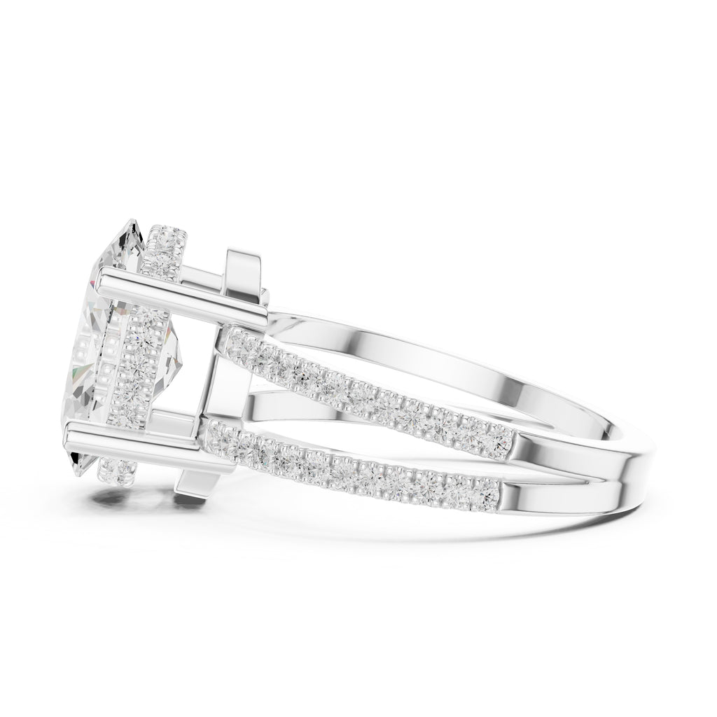 The Crowned Bridge Ring 3ct White Gold Oval