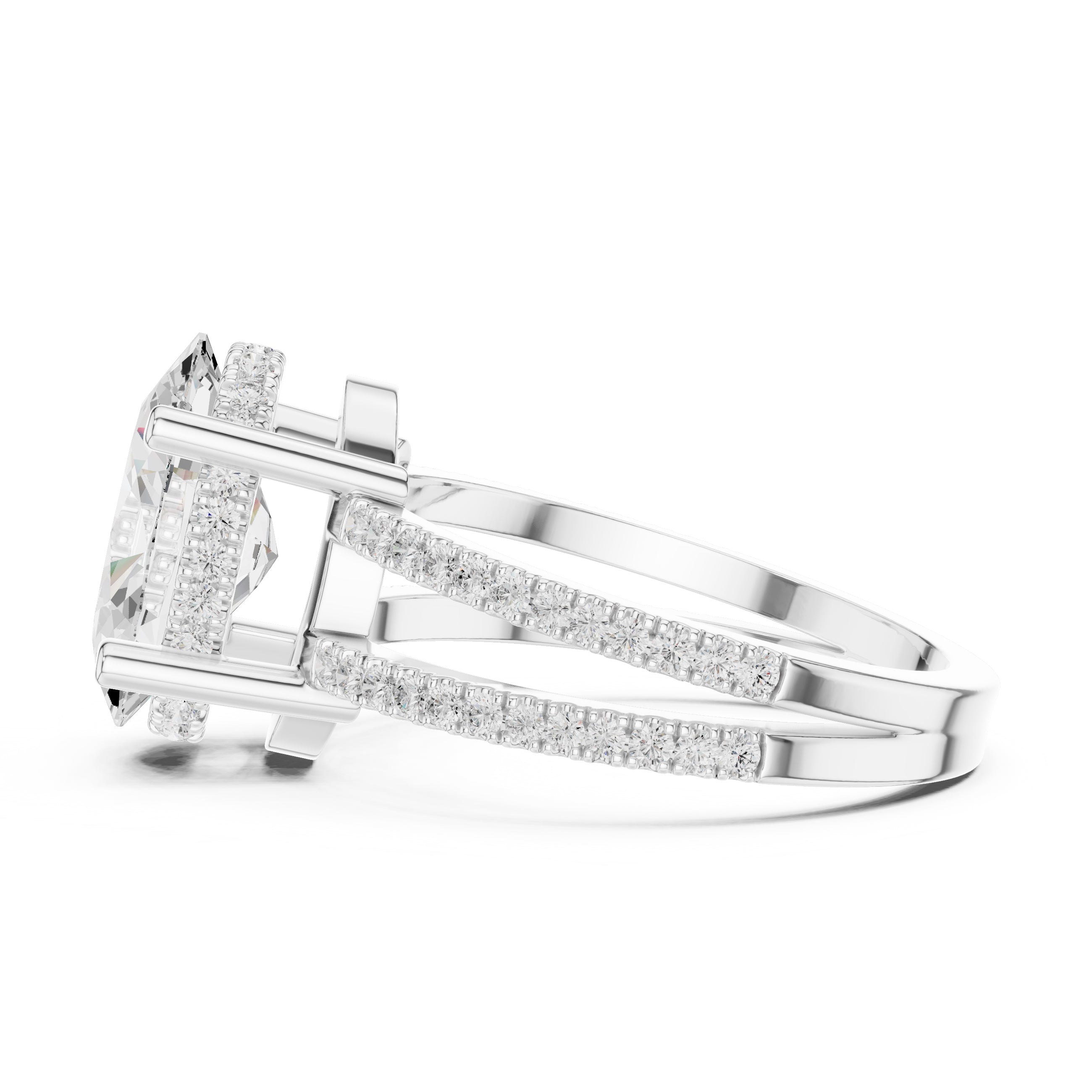 The Crowned Bridge Ring 3ct White Gold Oval