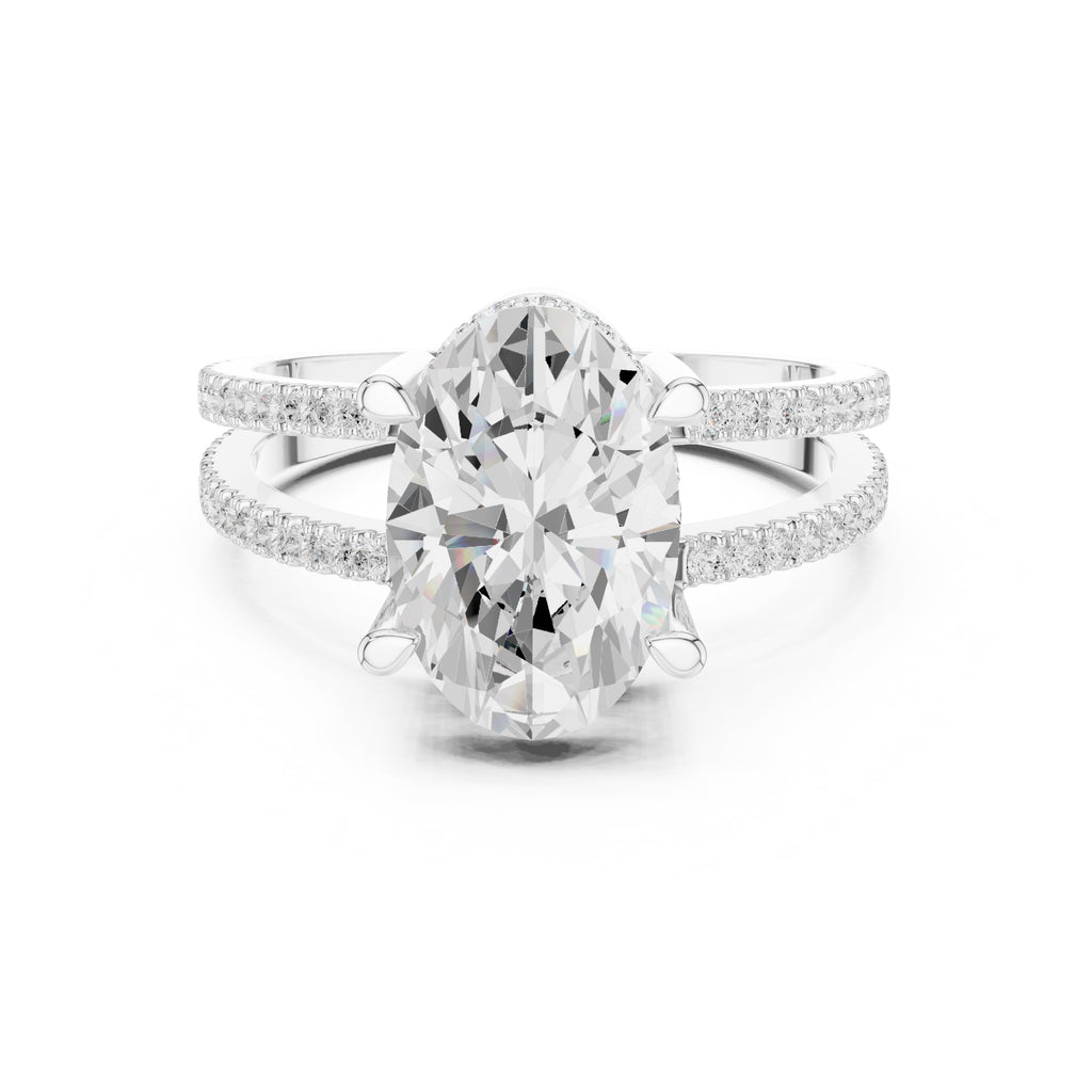 The Crowned Bridge Ring 3ct White Gold Oval