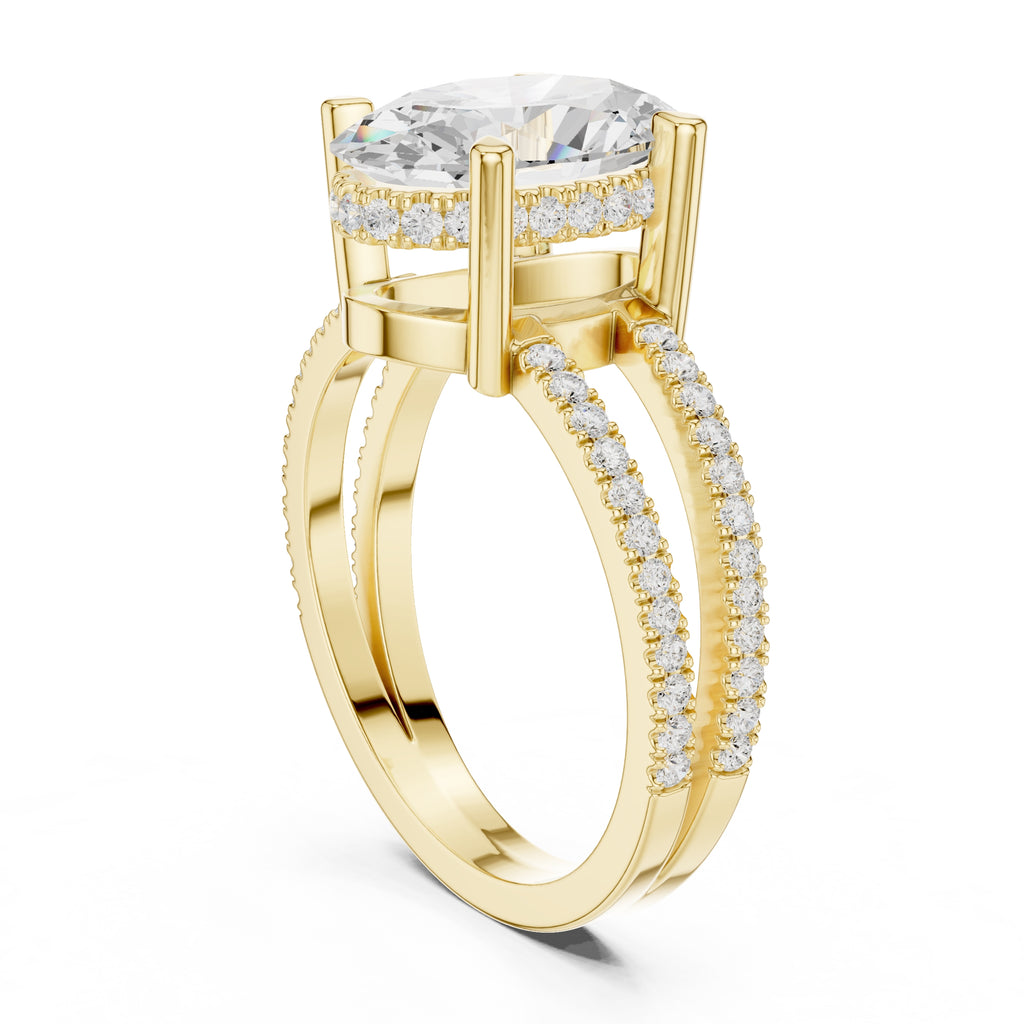The Crowned Bridge Ring 3ct Yellow Gold Oval
