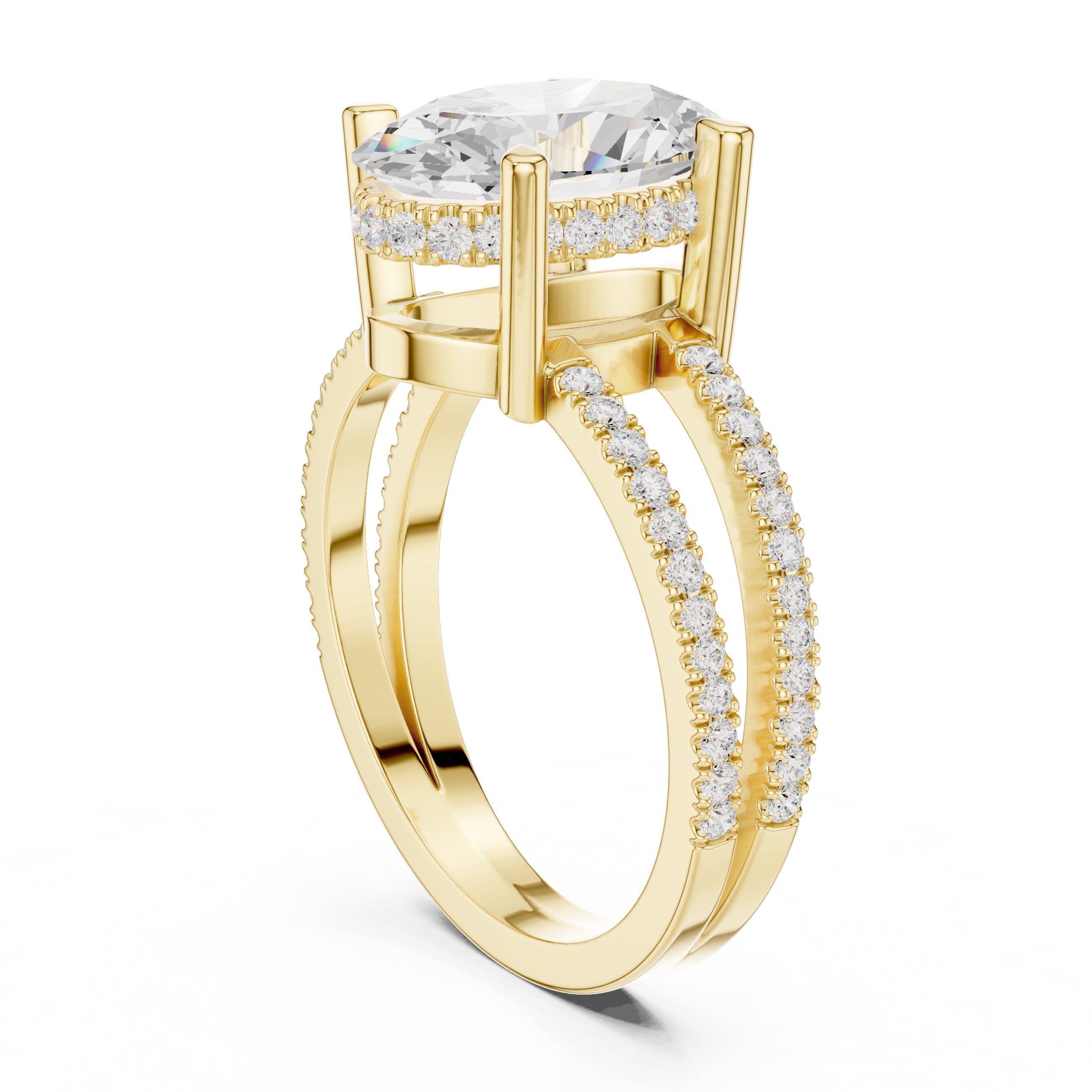 The Crowned Bridge Ring 3ct Yellow Gold Oval