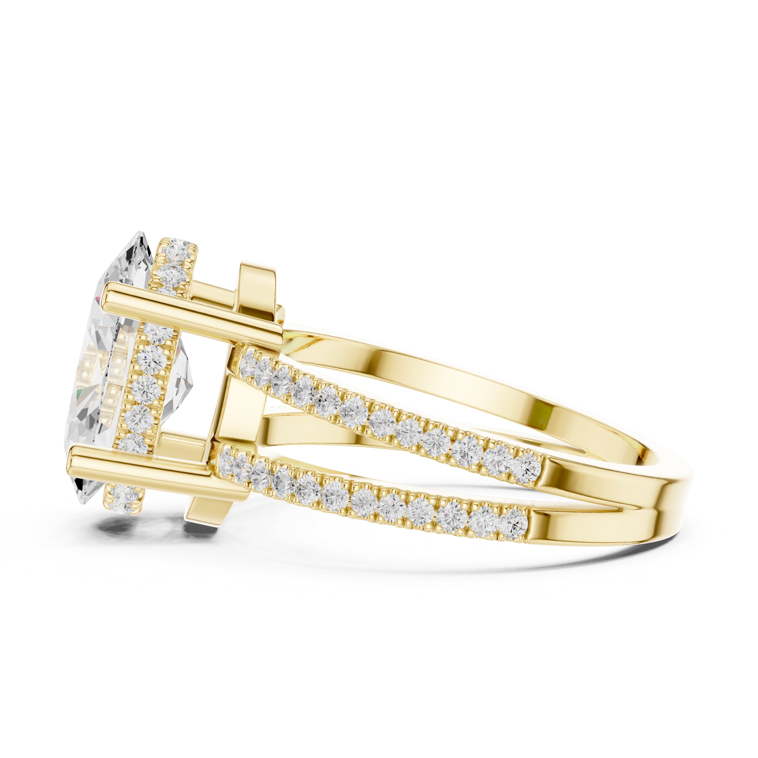 The Crowned Bridge Ring 3ct Yellow Gold Oval