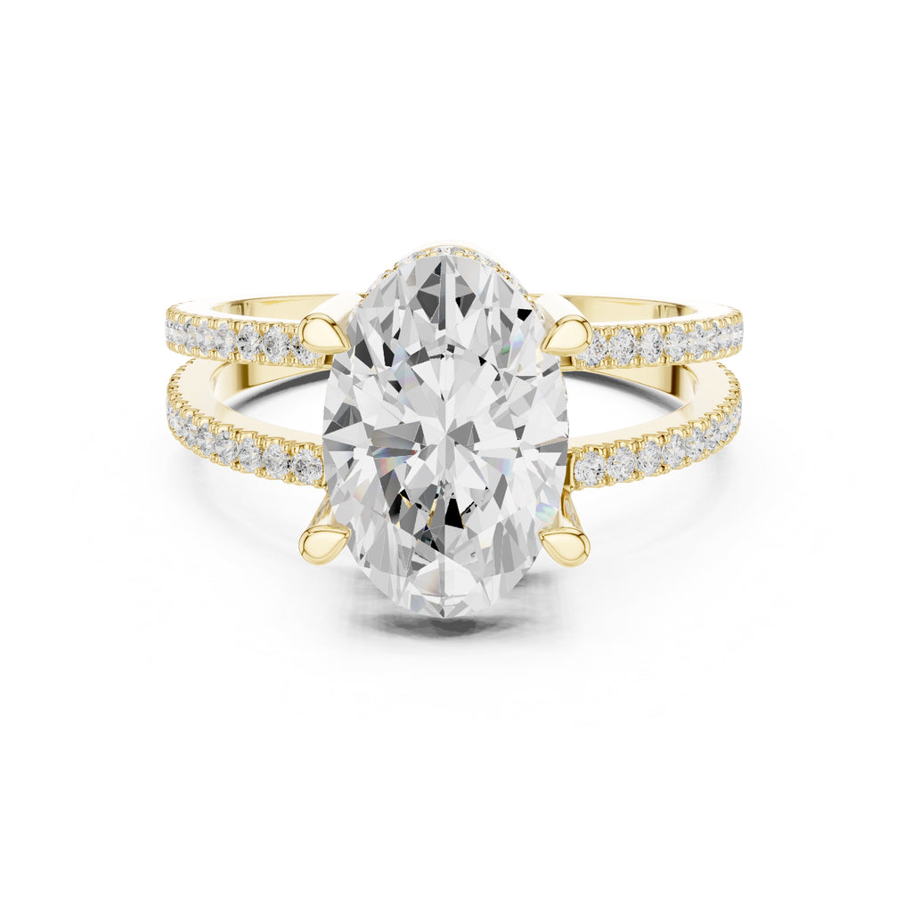 The Crowned Bridge Ring 3ct Yellow Gold Oval