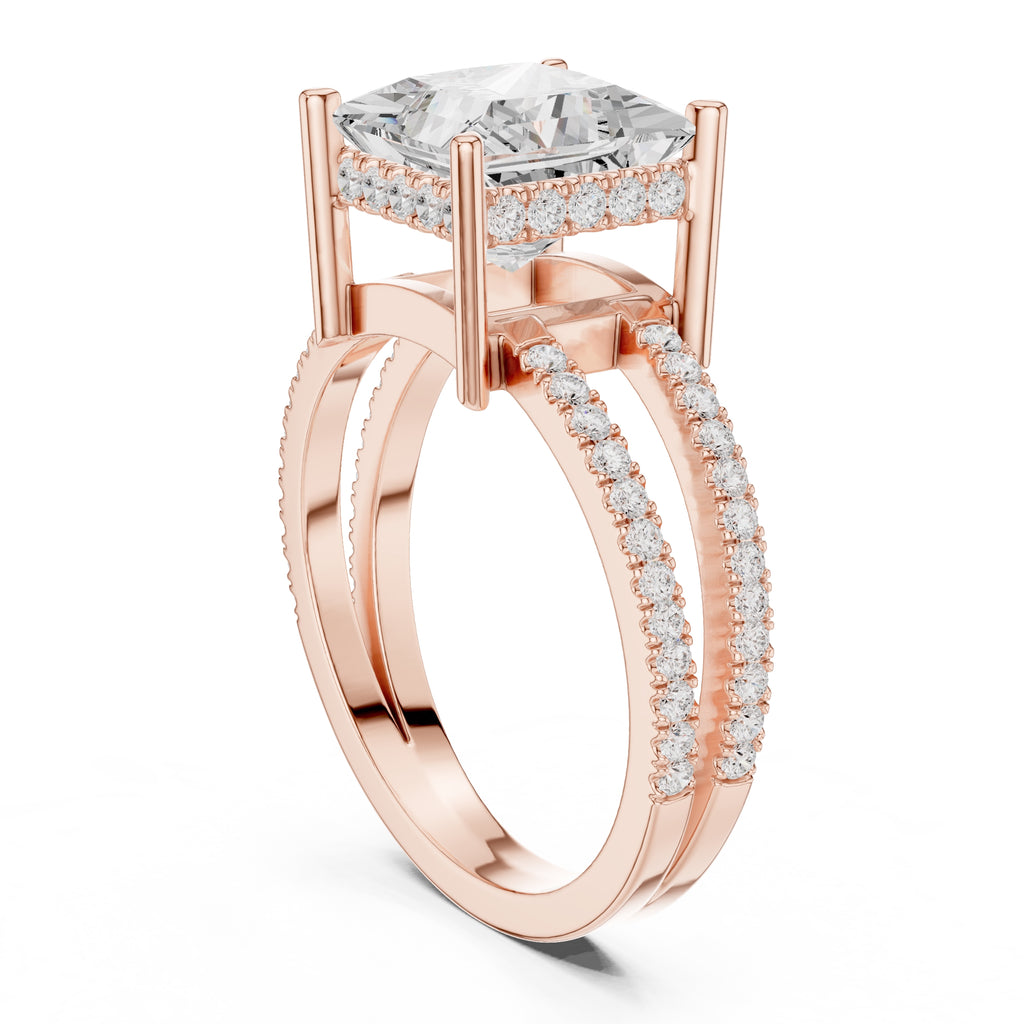 The Crowned Bridge Ring 3ct Rose Gold Princess
