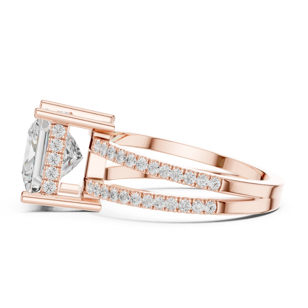 The Crowned Bridge Ring 3ct Rose Gold Princess