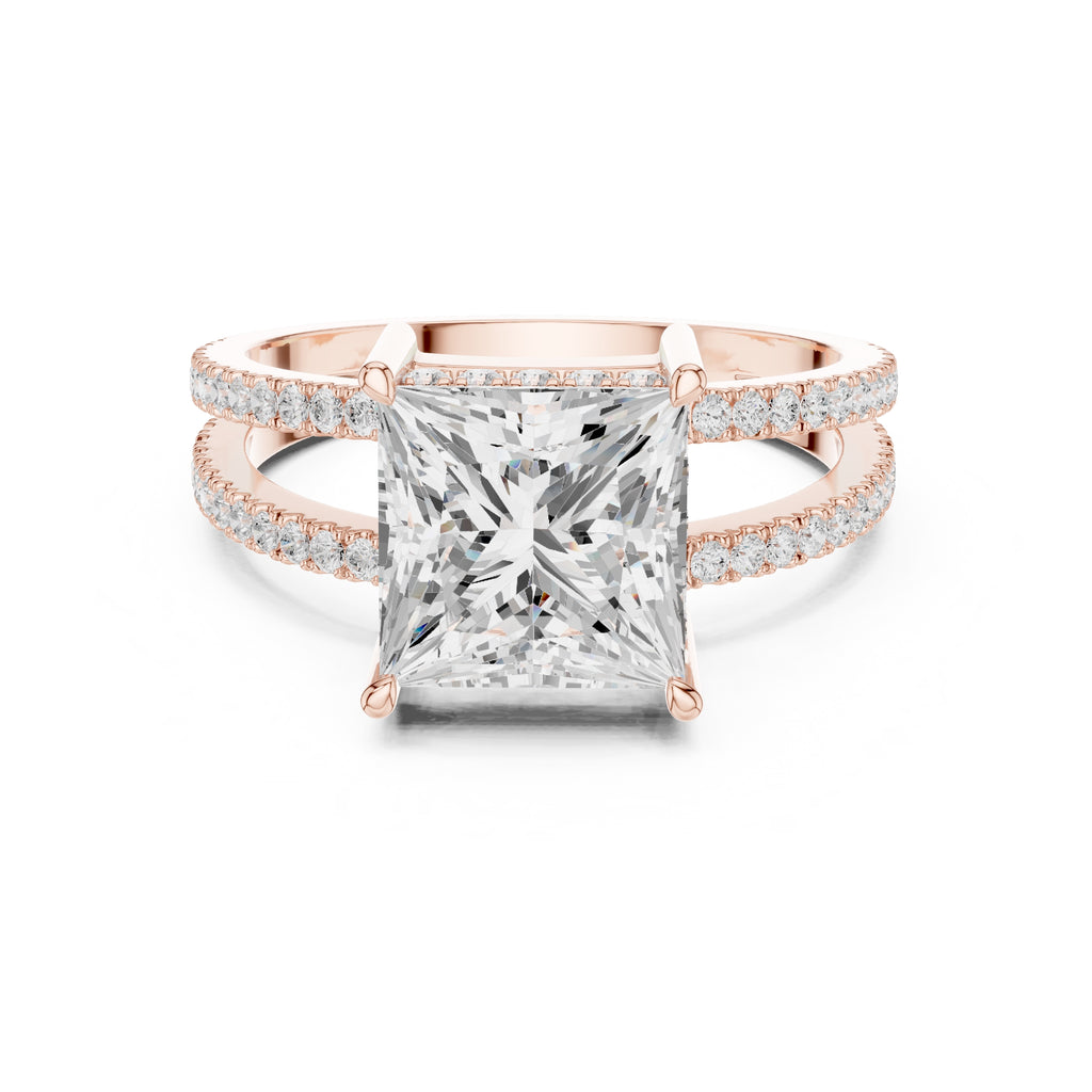 The Crowned Bridge Ring 3ct Rose Gold Princess