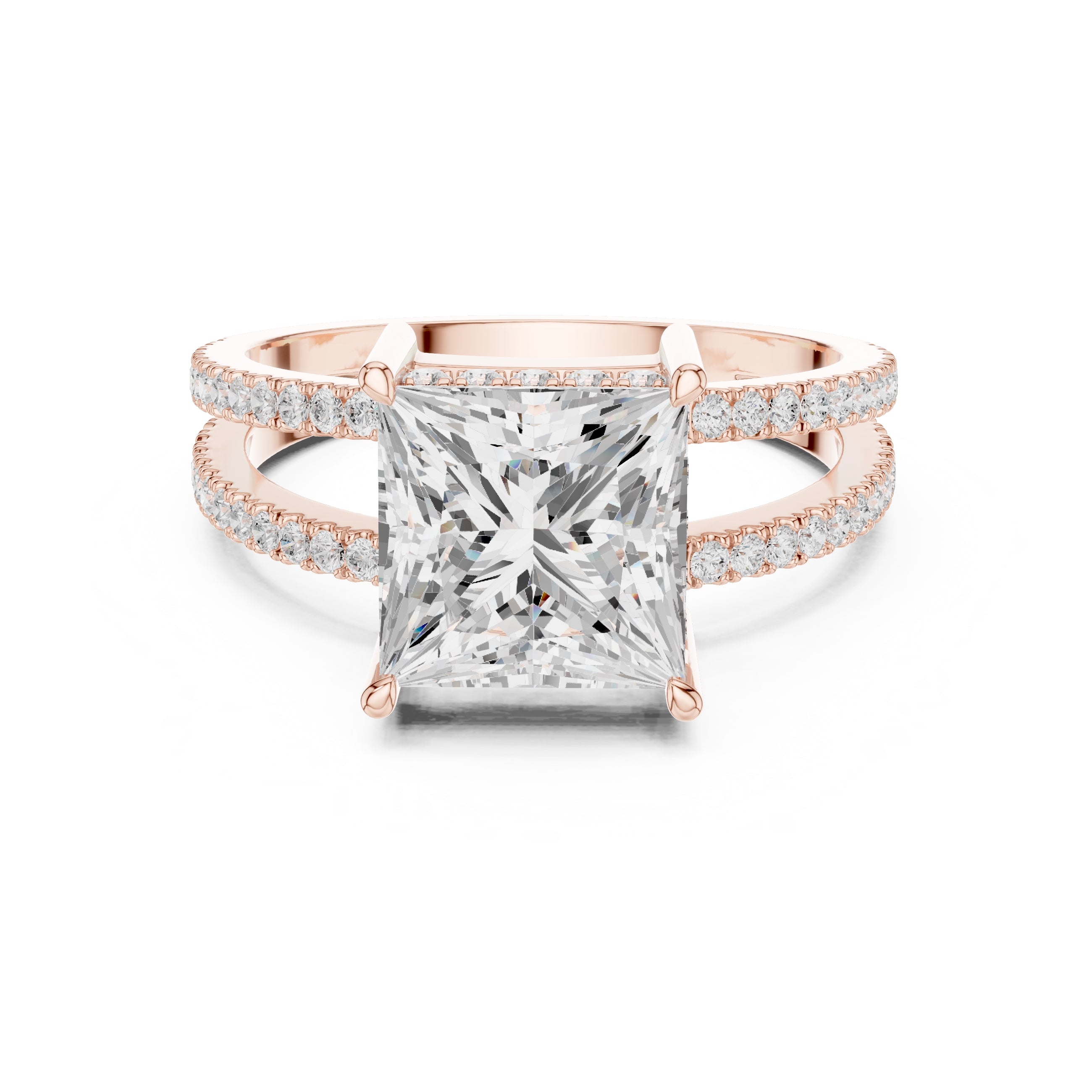 The Crowned Bridge Ring 3ct Rose Gold Princess