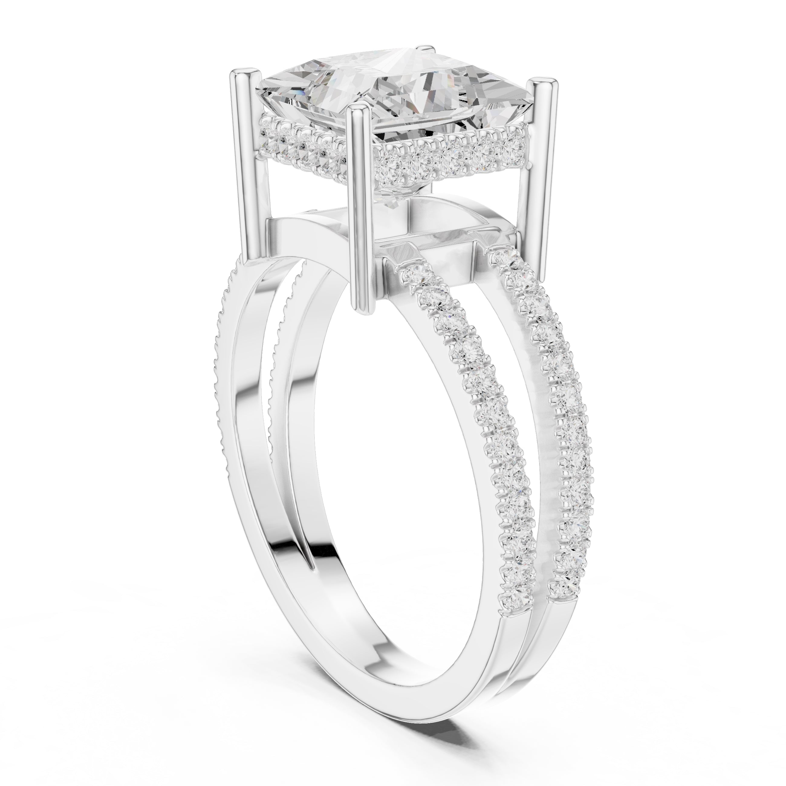 The Crowned Bridge Ring 3ct White Gold Princess