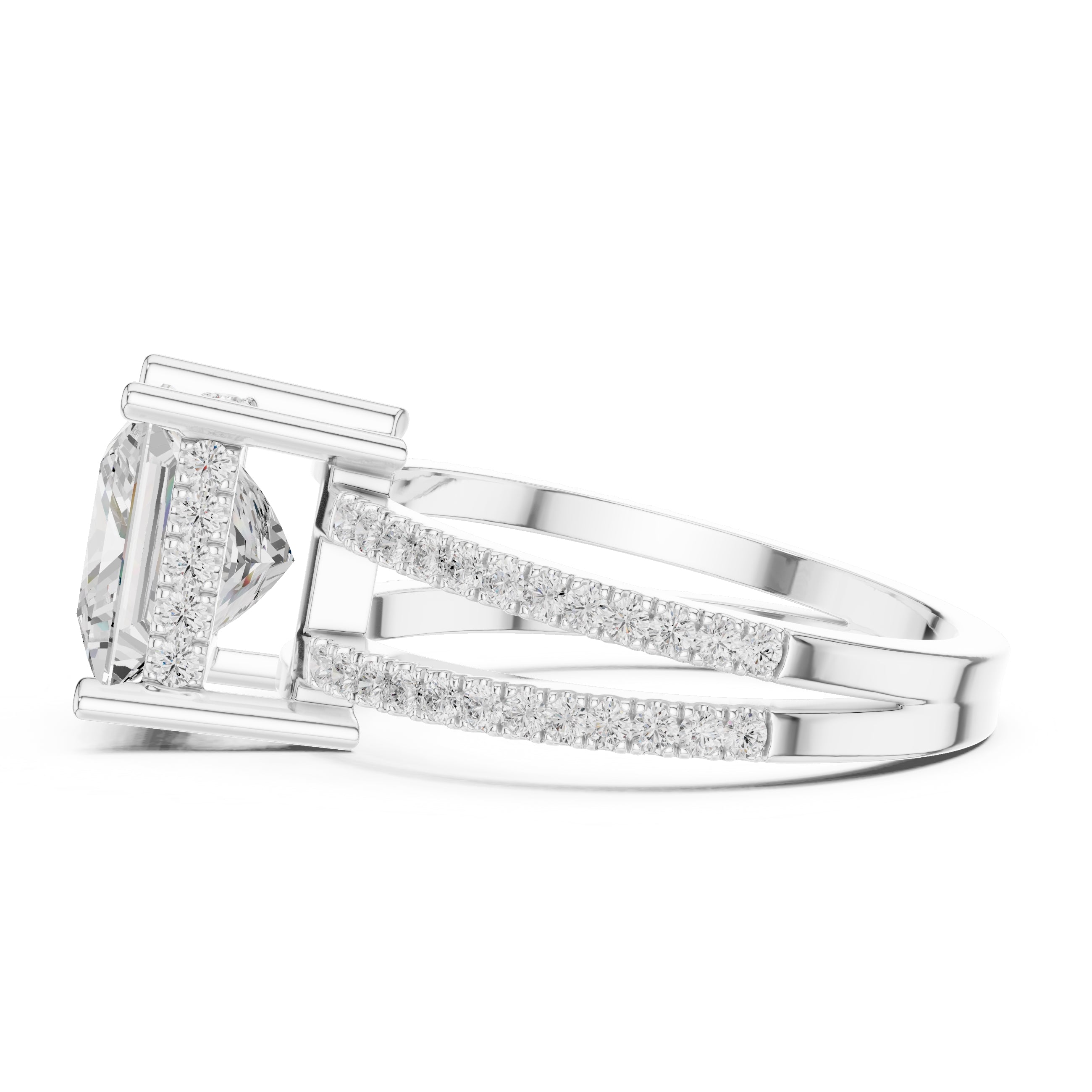 The Crowned Bridge Ring 3ct White Gold Princess