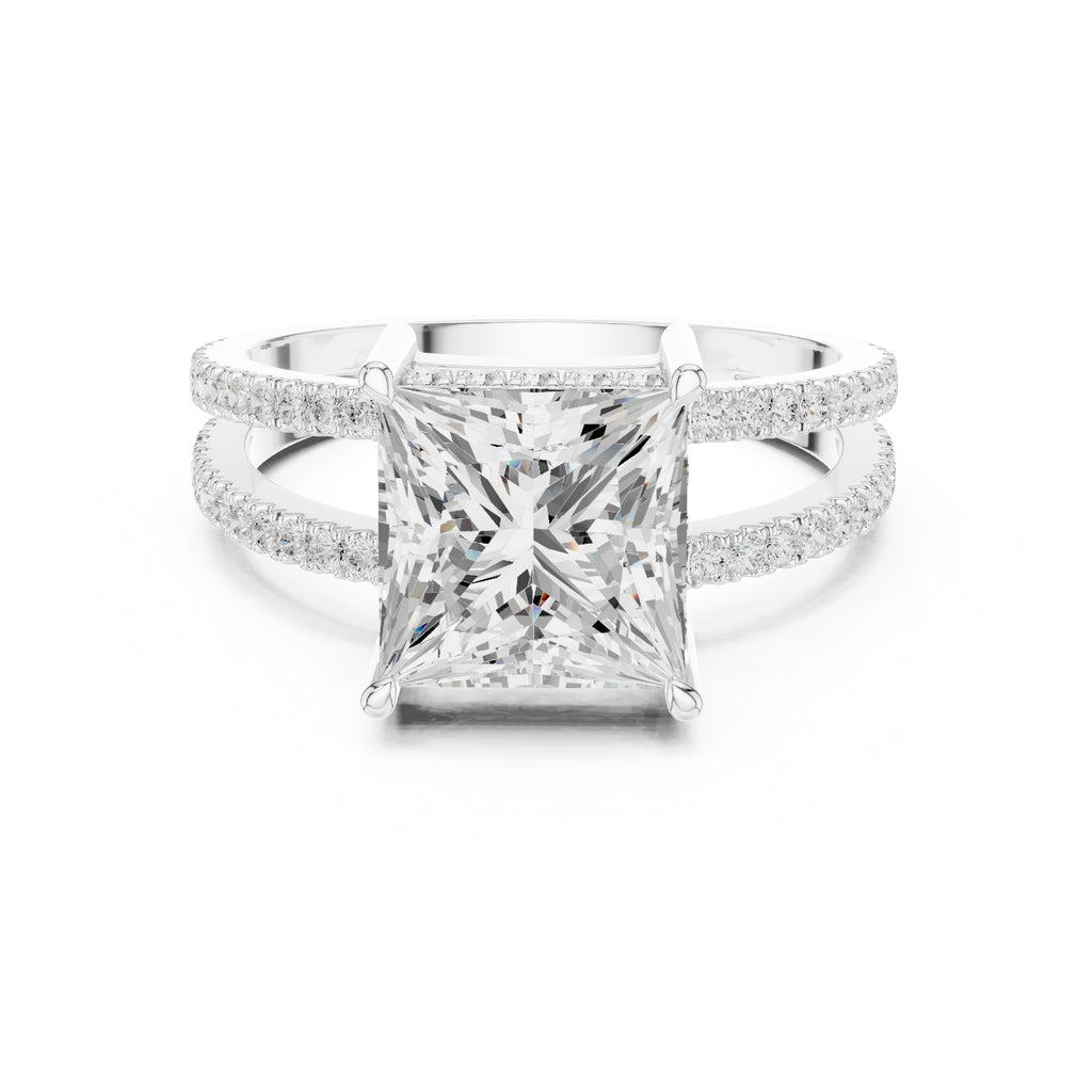 The Crowned Bridge Ring 3ct White Gold Princess