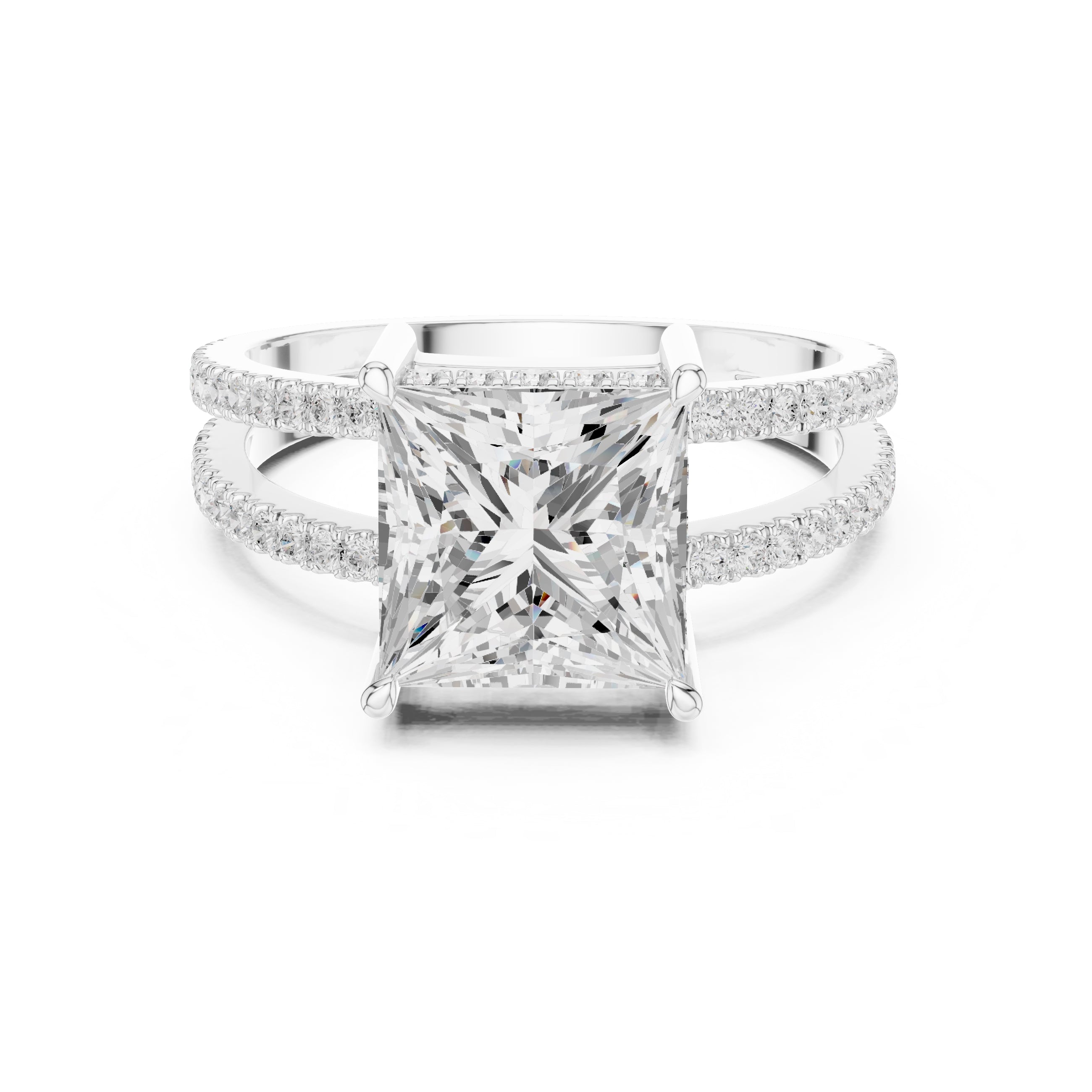 The Crowned Bridge Ring 3ct White Gold Princess
