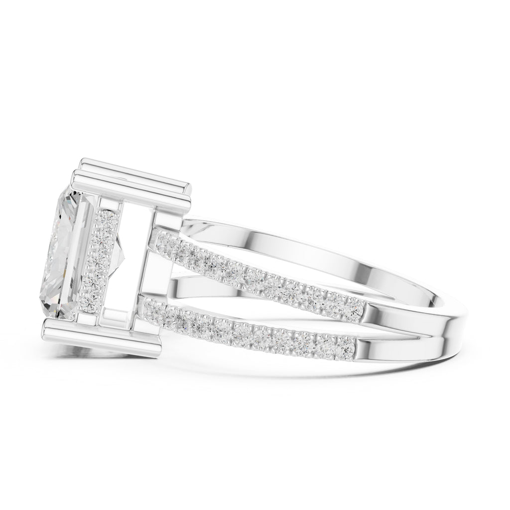 The Crowned Bridge Ring 3ct White Gold Radiant
