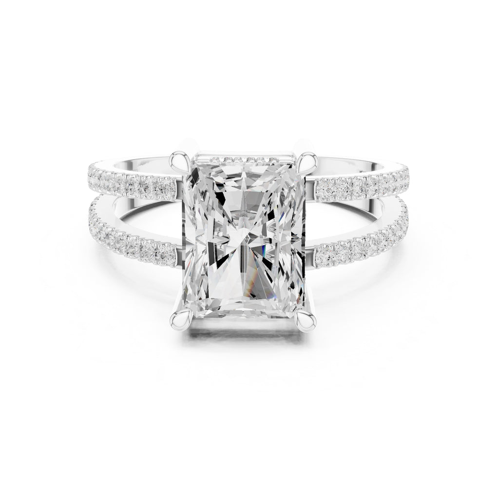 The Crowned Bridge Ring 3ct White Gold Radiant