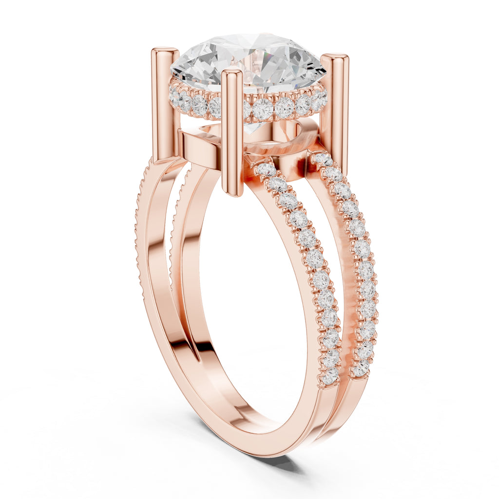 The Crowned Bridge Ring 3ct Rose Gold Round
