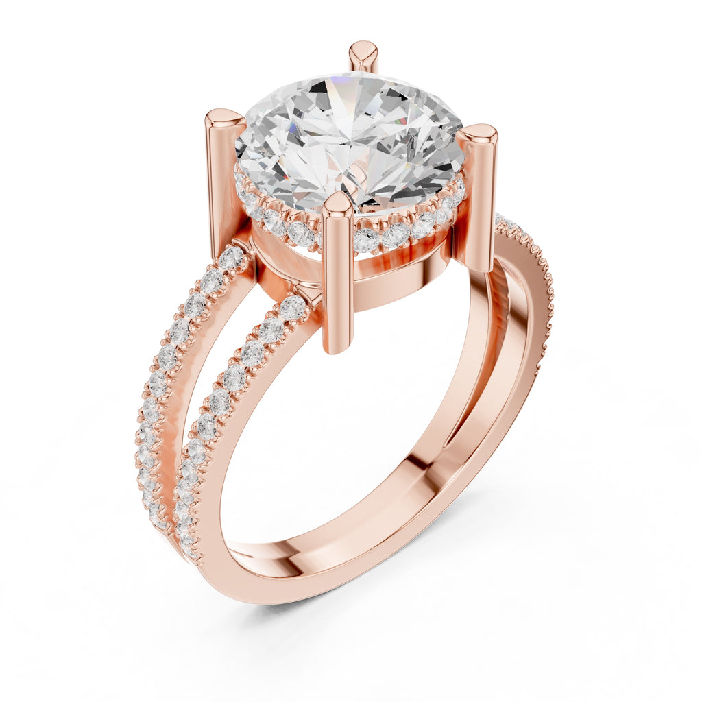 The Crowned Bridge Ring 3ct Rose Gold Round