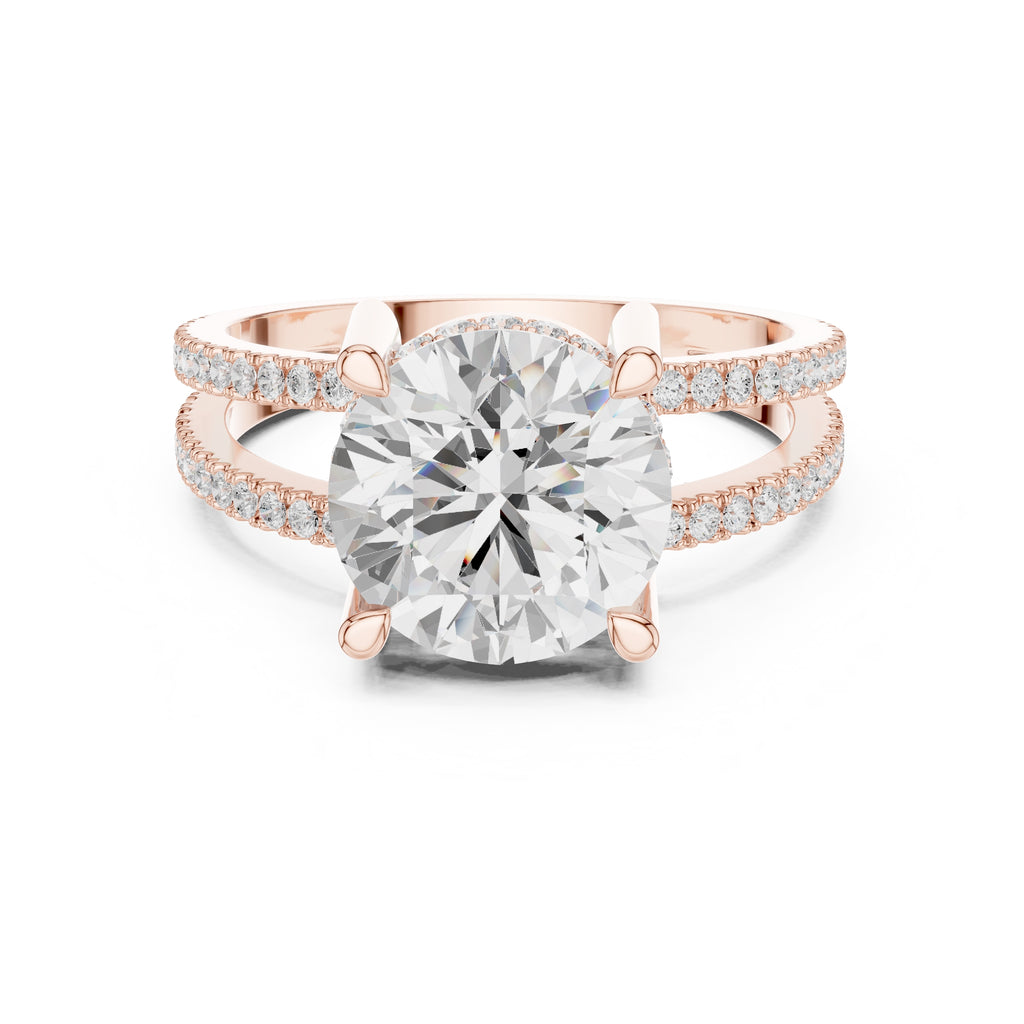 The Crowned Bridge Ring 3ct Rose Gold Round