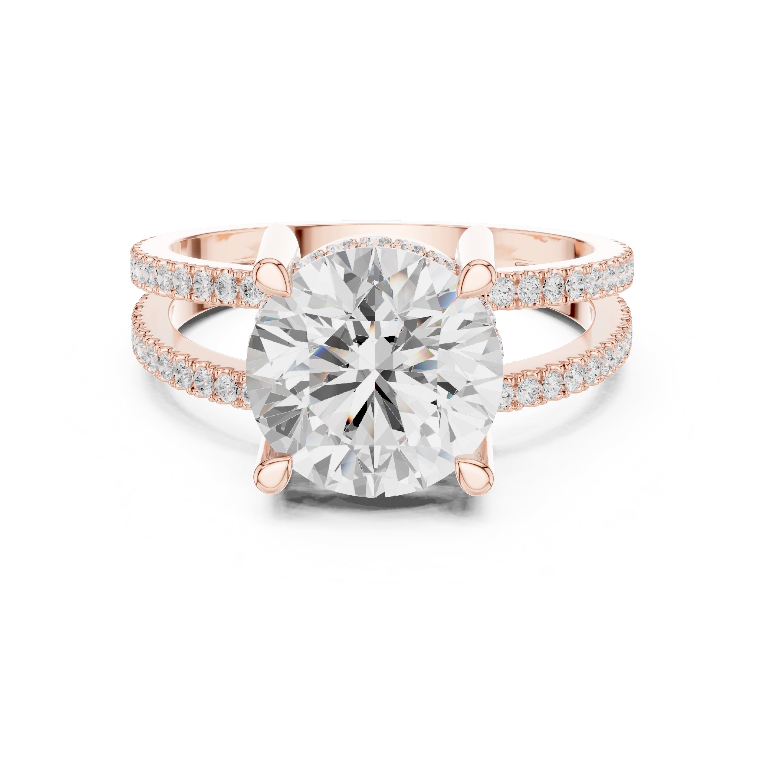 The Crowned Bridge Ring 3ct Rose Gold Round