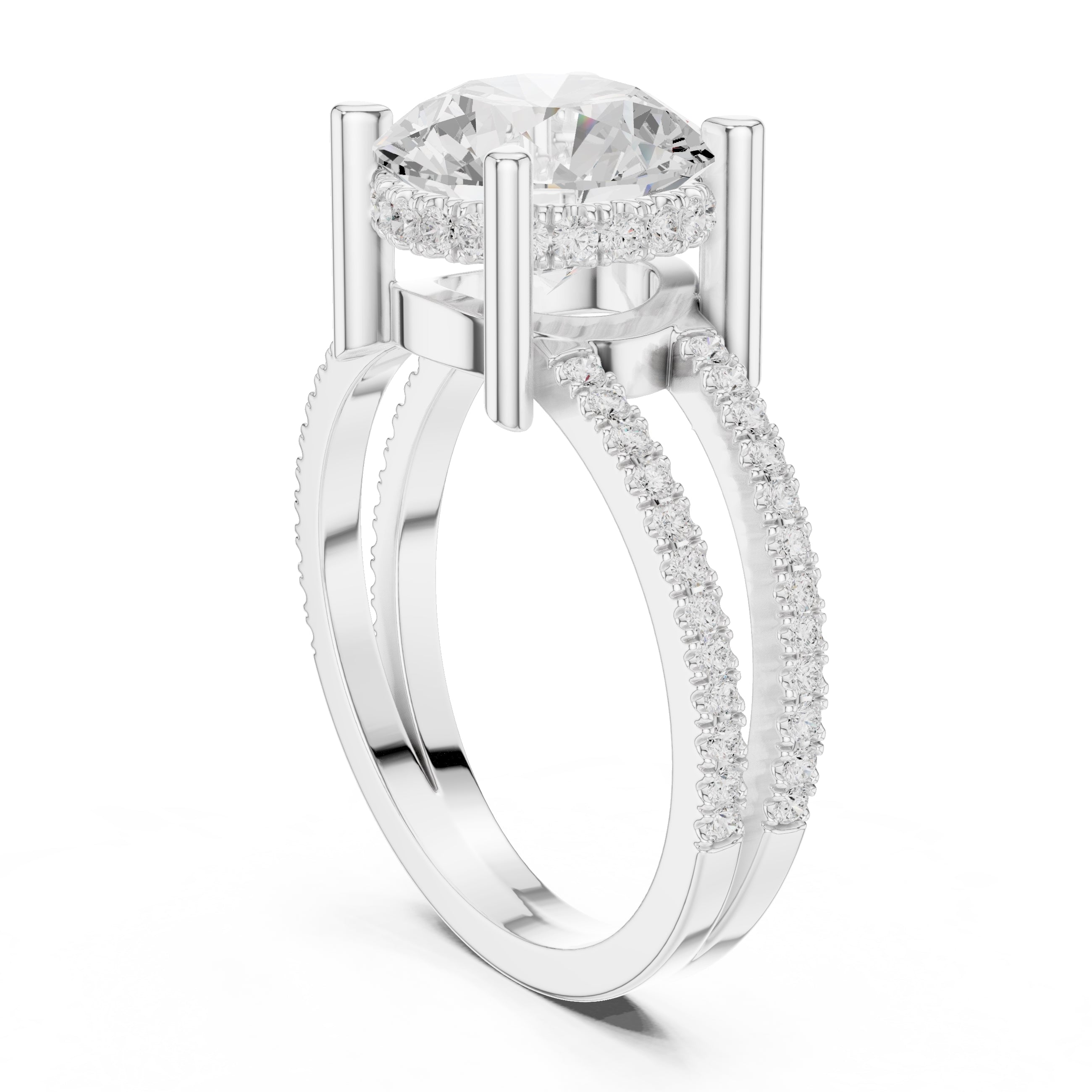 The Crowned Bridge Ring 3ct White Gold Round