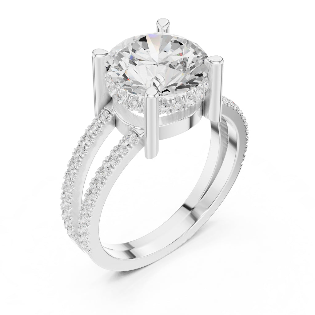 The Crowned Bridge Ring 3ct White Gold Round