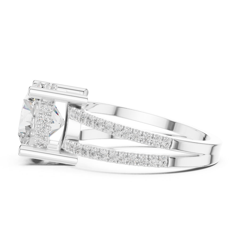 The Crowned Bridge Ring 3ct White Gold Round