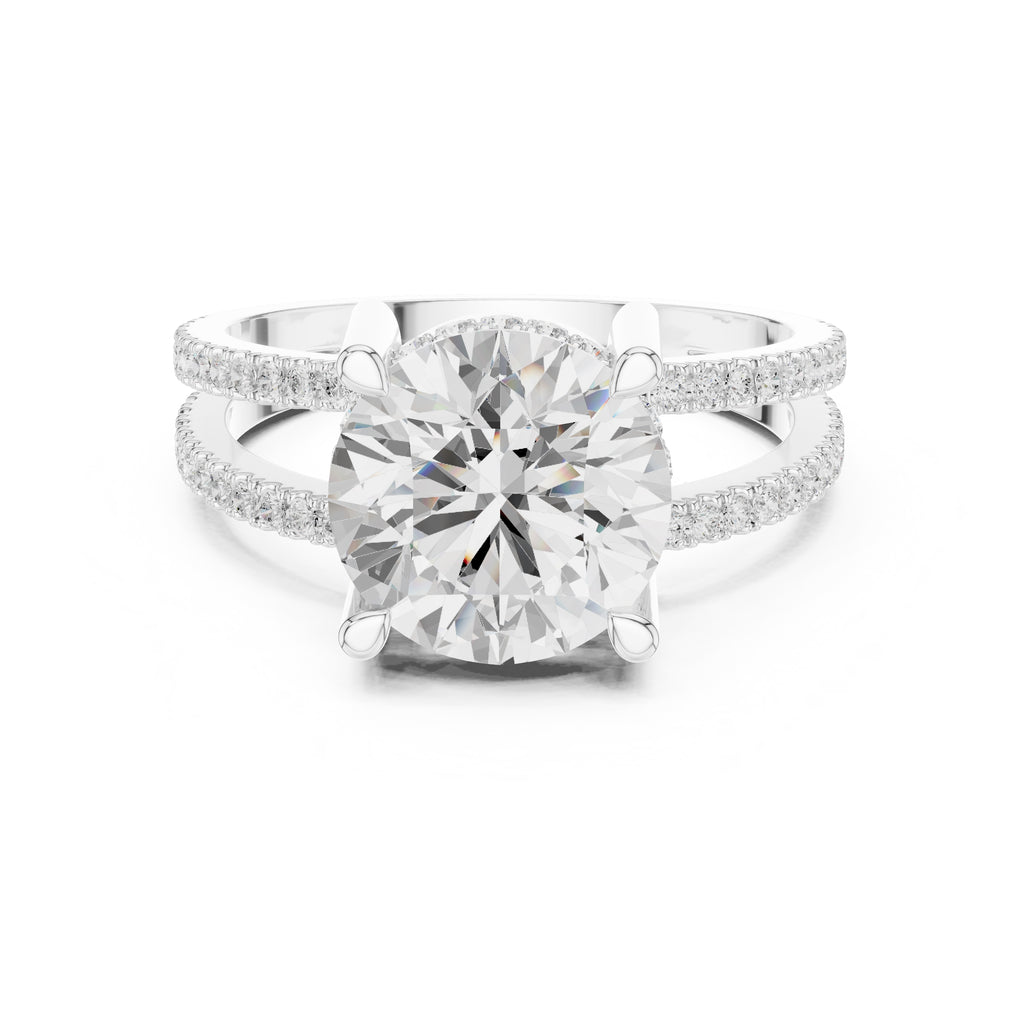 The Crowned Bridge Ring 3ct White Gold Round