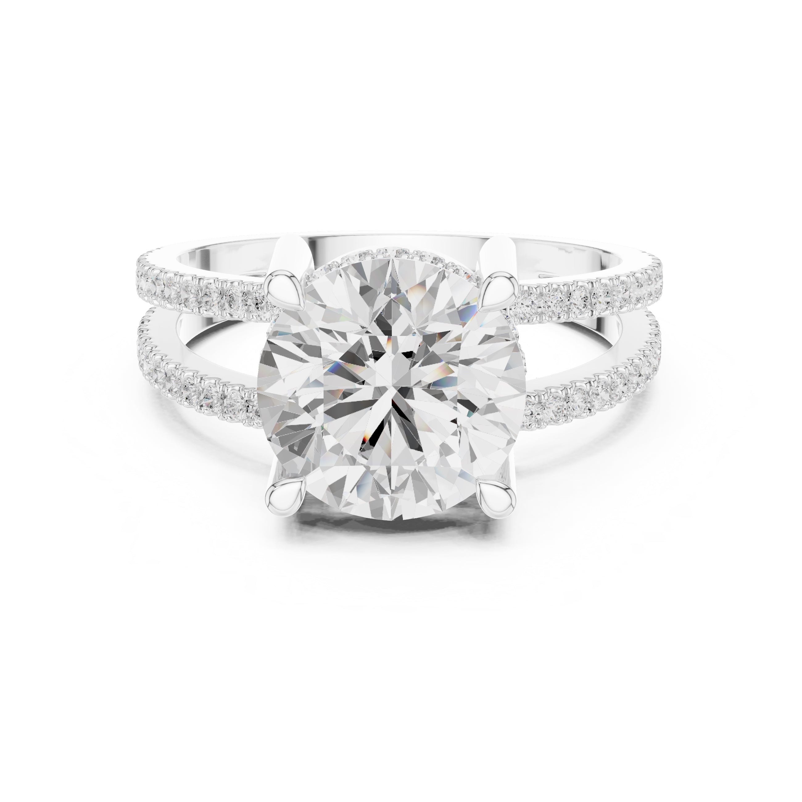 The Crowned Bridge Ring 3ct White Gold Round