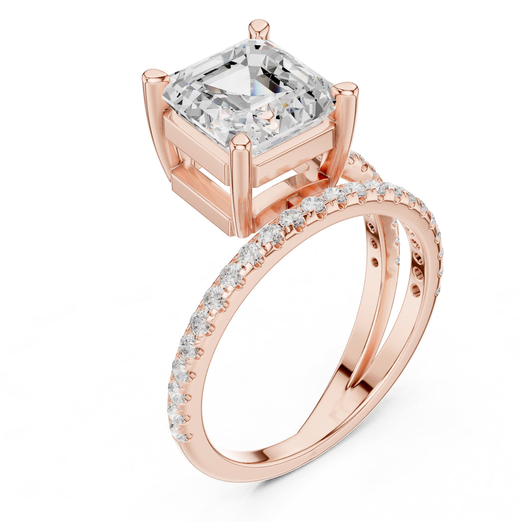 The Intertwined Harmony Ring 3ct Rose Gold Asscher