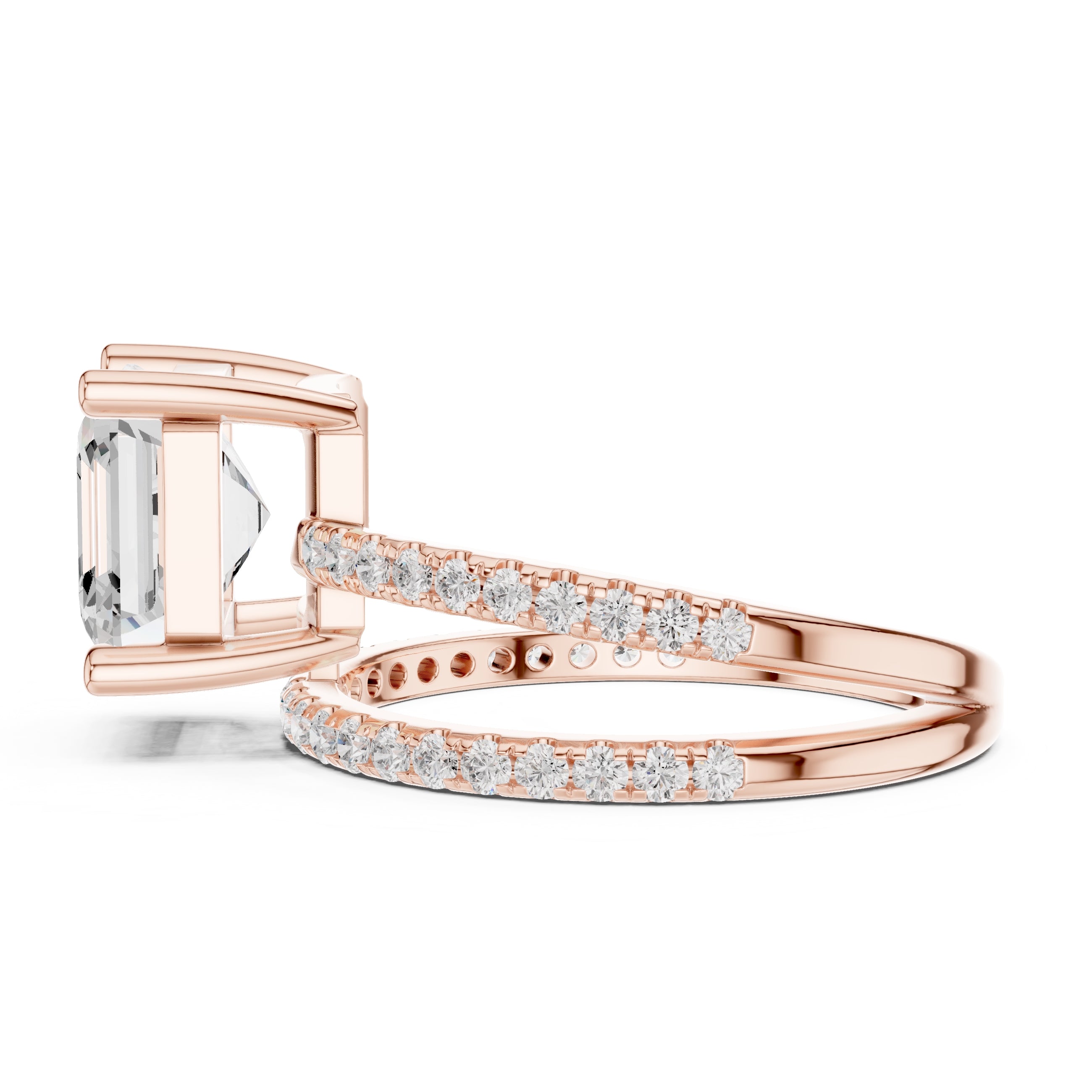 The Intertwined Harmony Ring 3ct Rose Gold Asscher