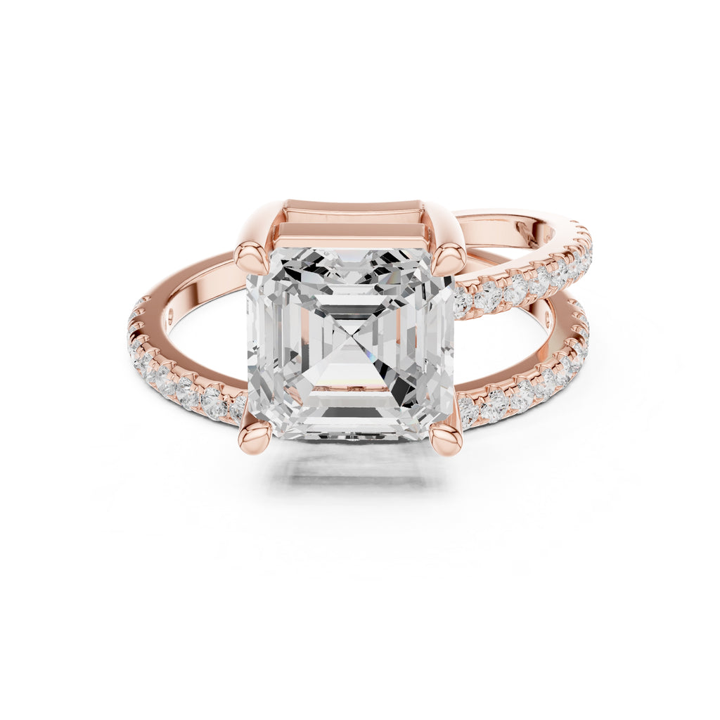 The Intertwined Harmony Ring 3ct Rose Gold Asscher
