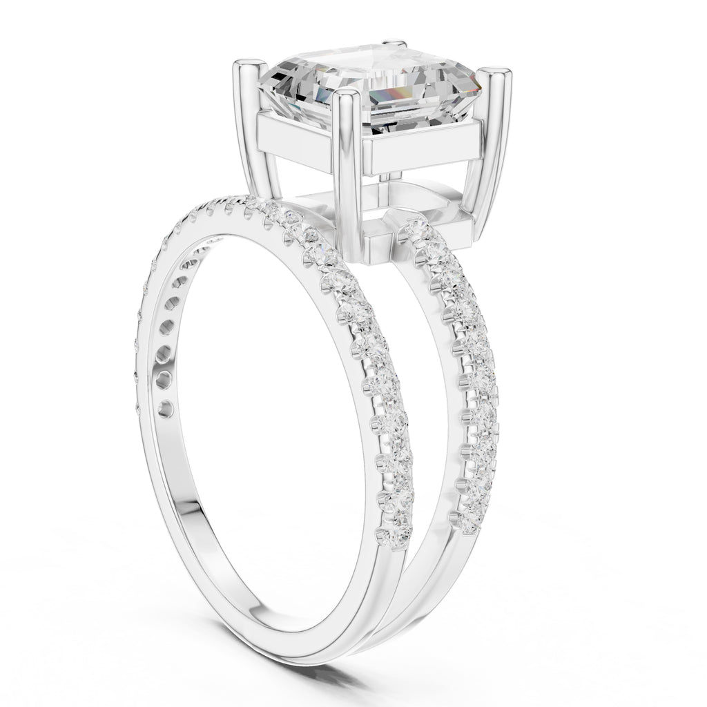 The Intertwined Harmony Ring 3ct White Gold Asscher