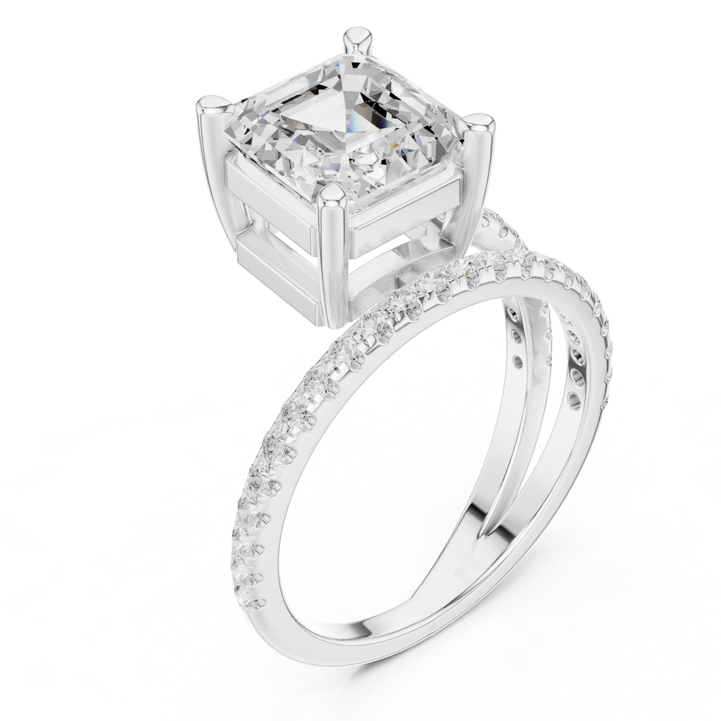 The Intertwined Harmony Ring 3ct White Gold Asscher