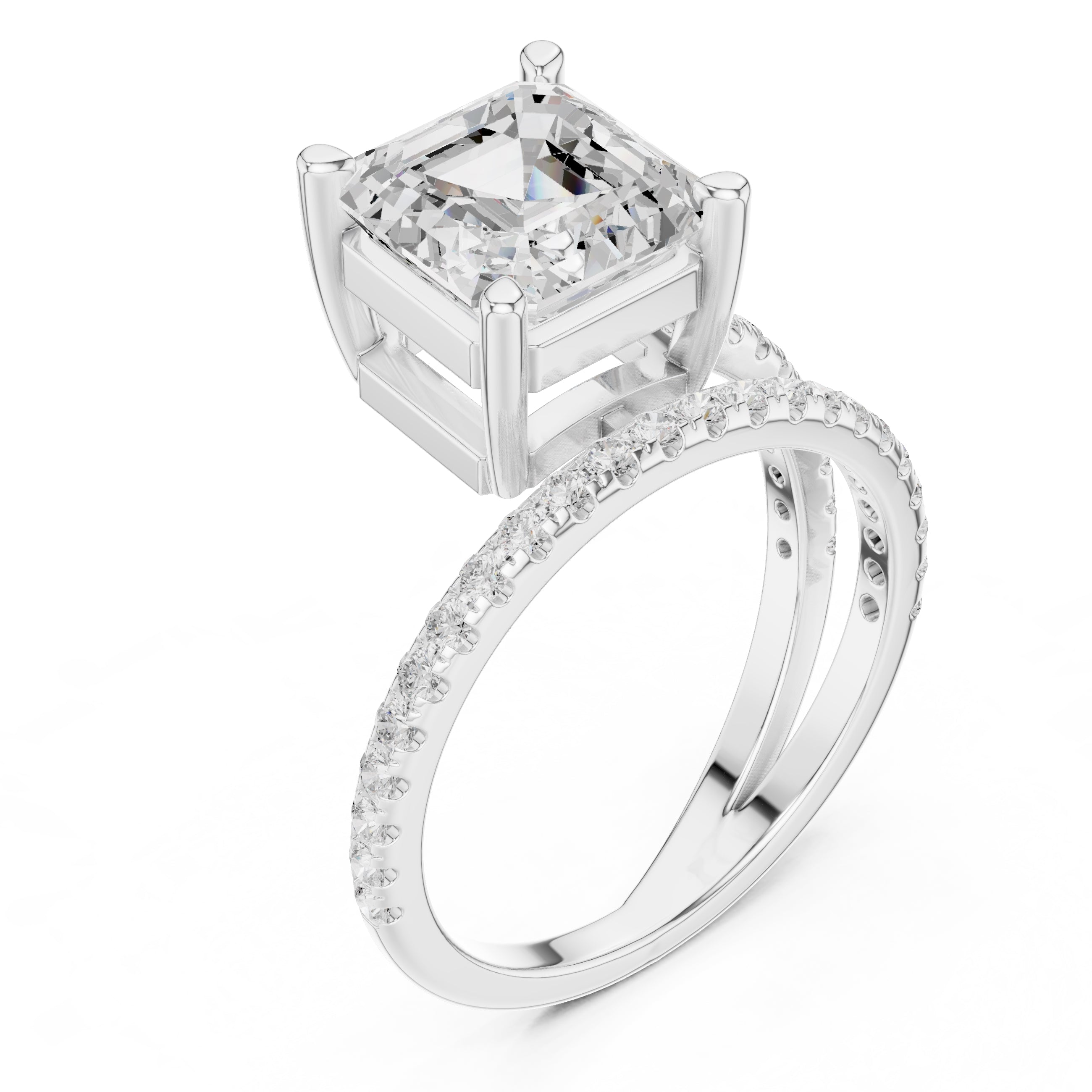 The Intertwined Harmony Ring 3ct White Gold Asscher