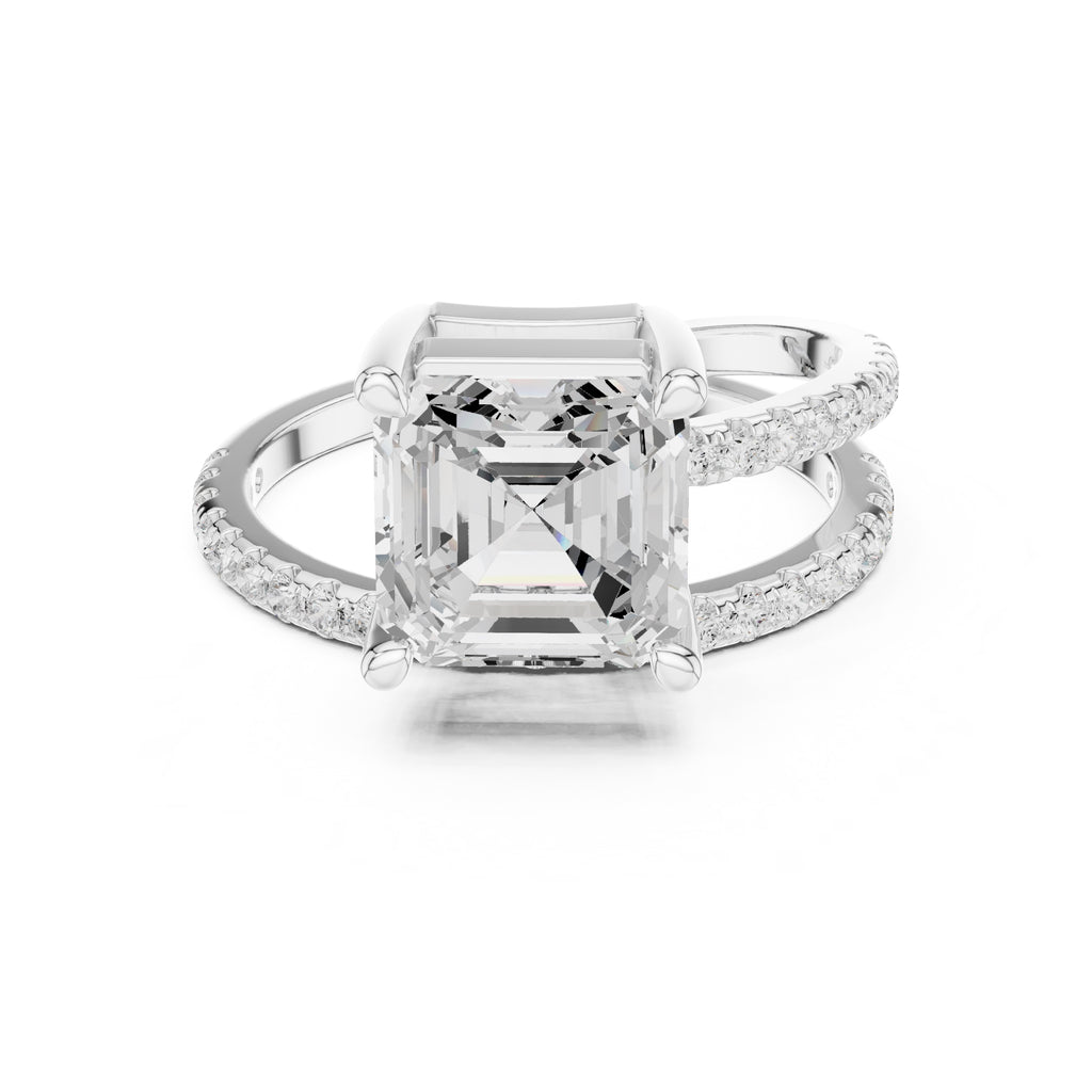 The Intertwined Harmony Ring 3ct White Gold Asscher