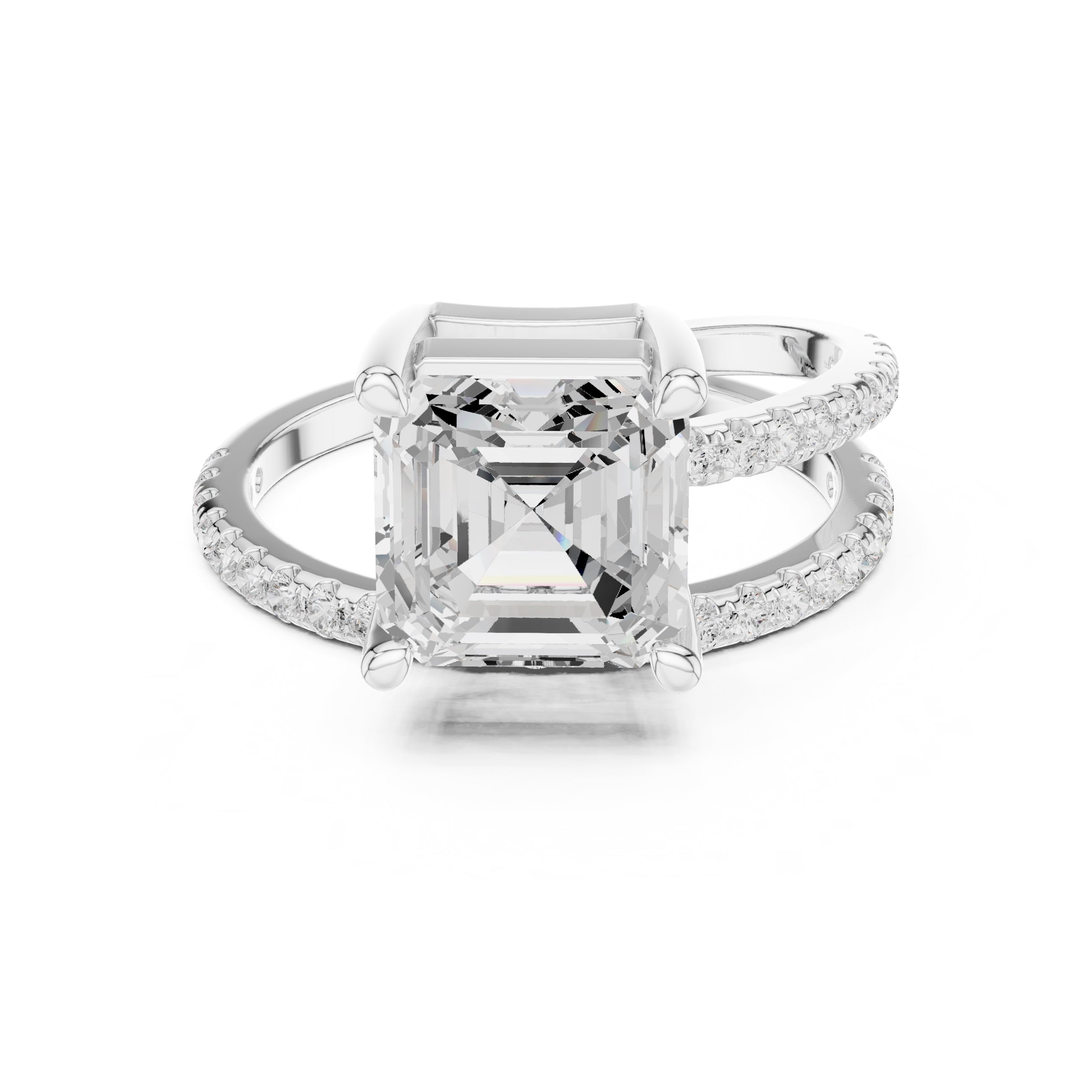 The Intertwined Harmony Ring 3ct White Gold Asscher