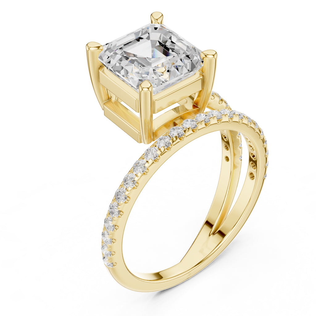 The Intertwined Harmony Ring 3ct Yellow Gold Asscher