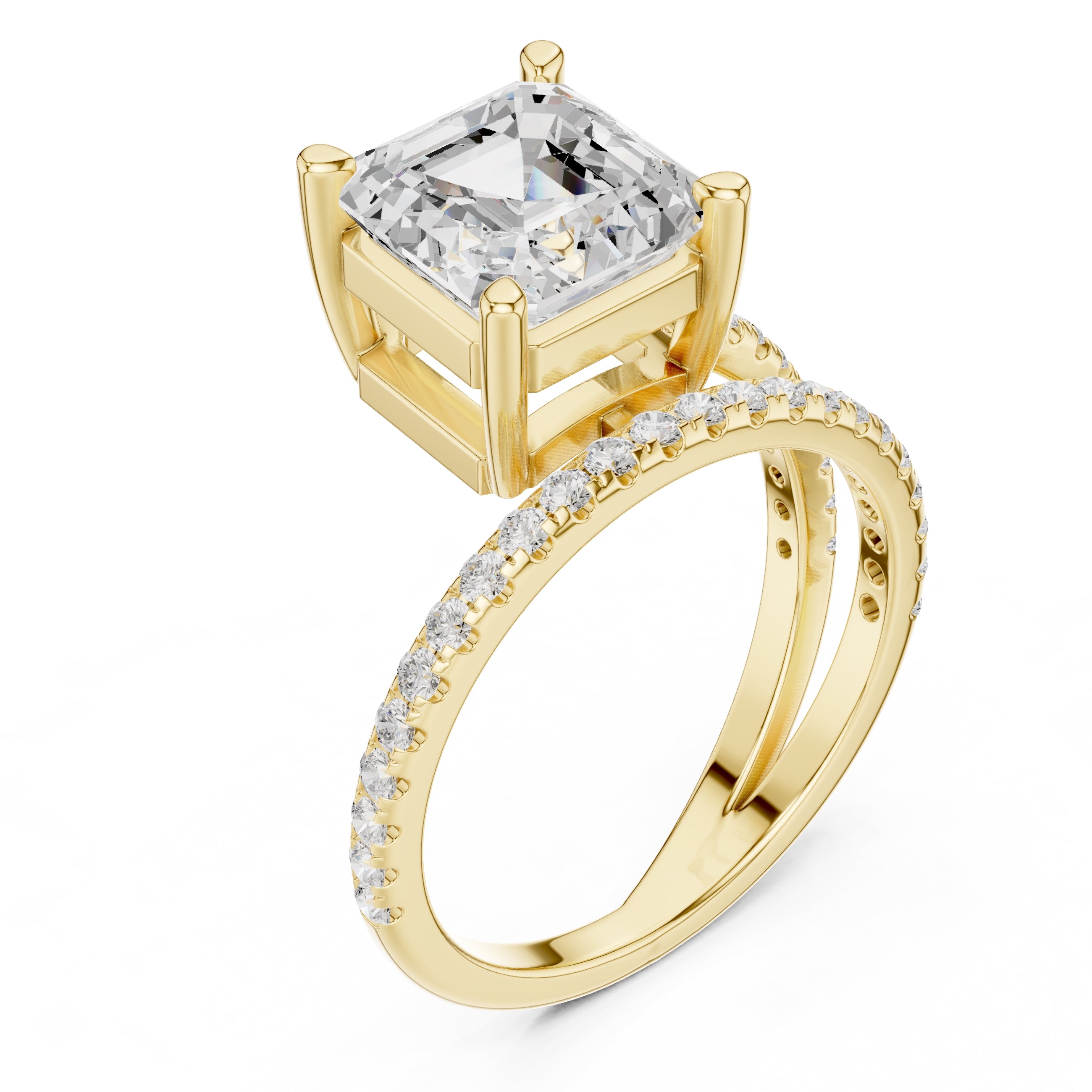 The Intertwined Harmony Ring 3ct Yellow Gold Asscher