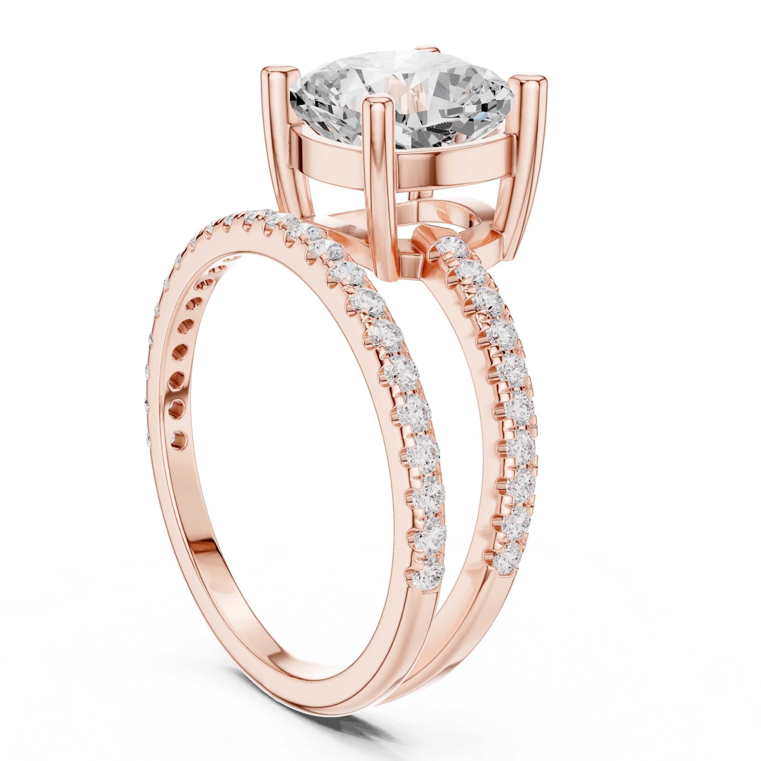 The Intertwined Harmony Ring 3ct Rose Gold Cushion