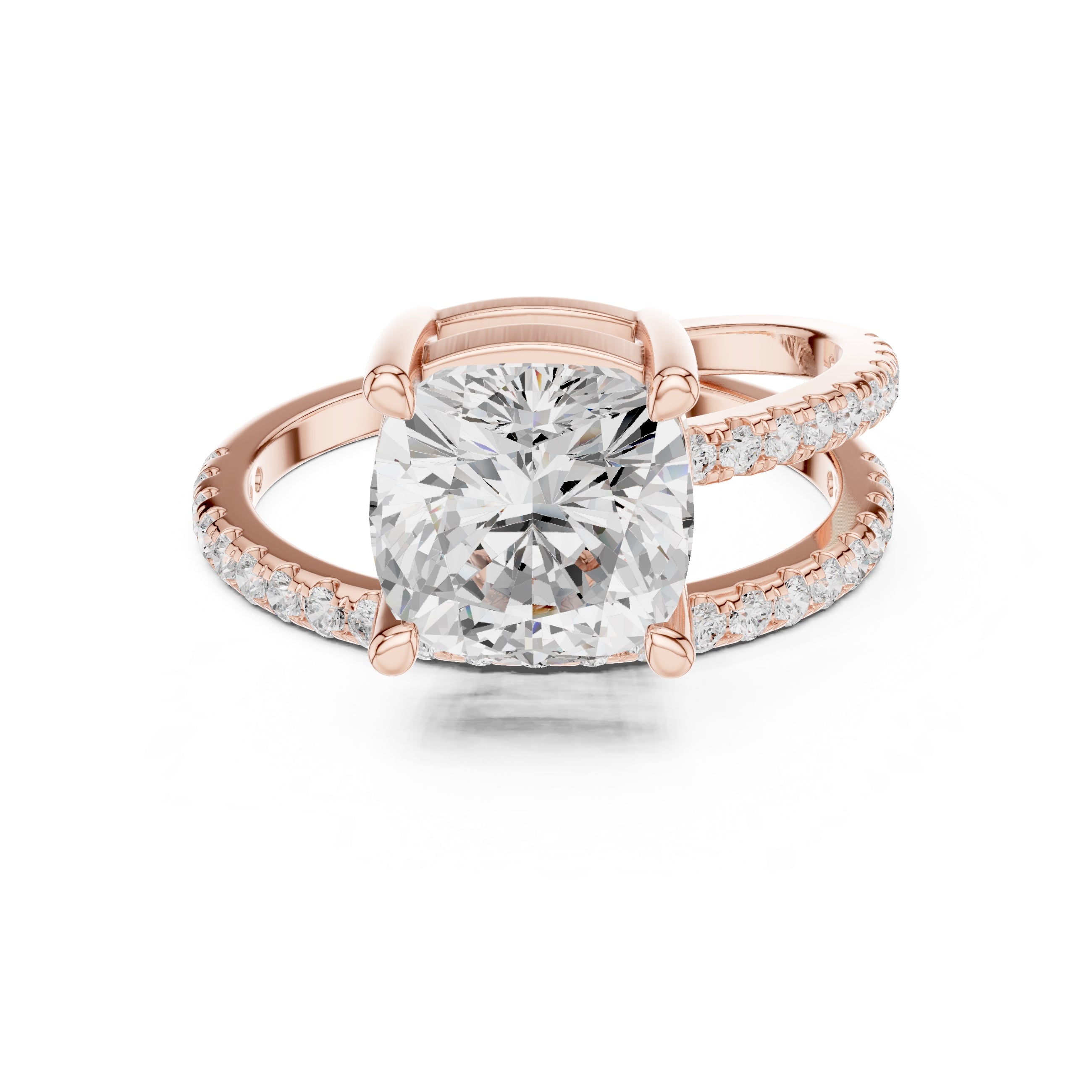 The Intertwined Harmony Ring 3ct Rose Gold Cushion