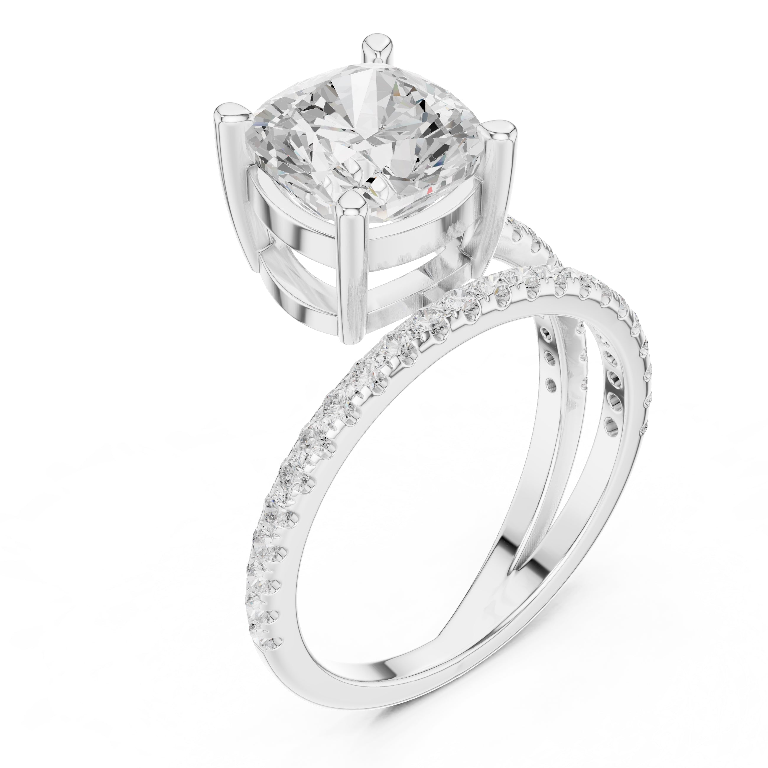 The Intertwined Harmony Ring 3ct White Gold Cushion